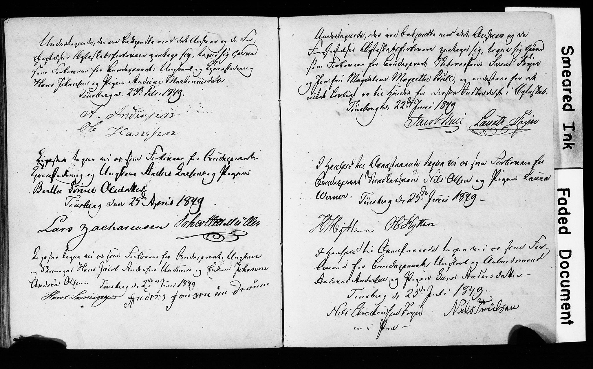 Tønsberg kirkebøker, AV/SAKO-A-330/H/Ha/L0001: Banns register no. 1, 1849-1856