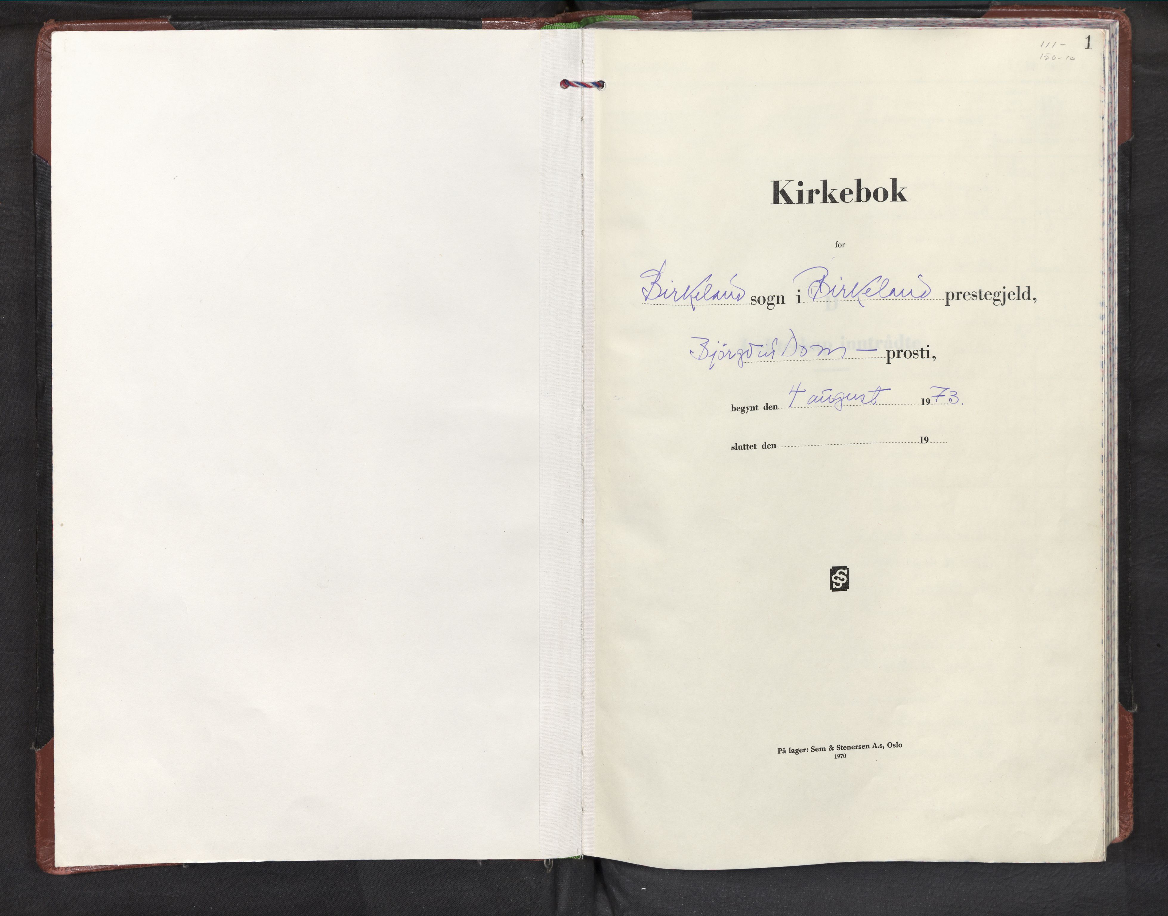 Birkeland Sokneprestembete, SAB/A-74601/H/Haa/Haac/L0004: Parish register (official) no. C 4, 1973-1990, p. 1