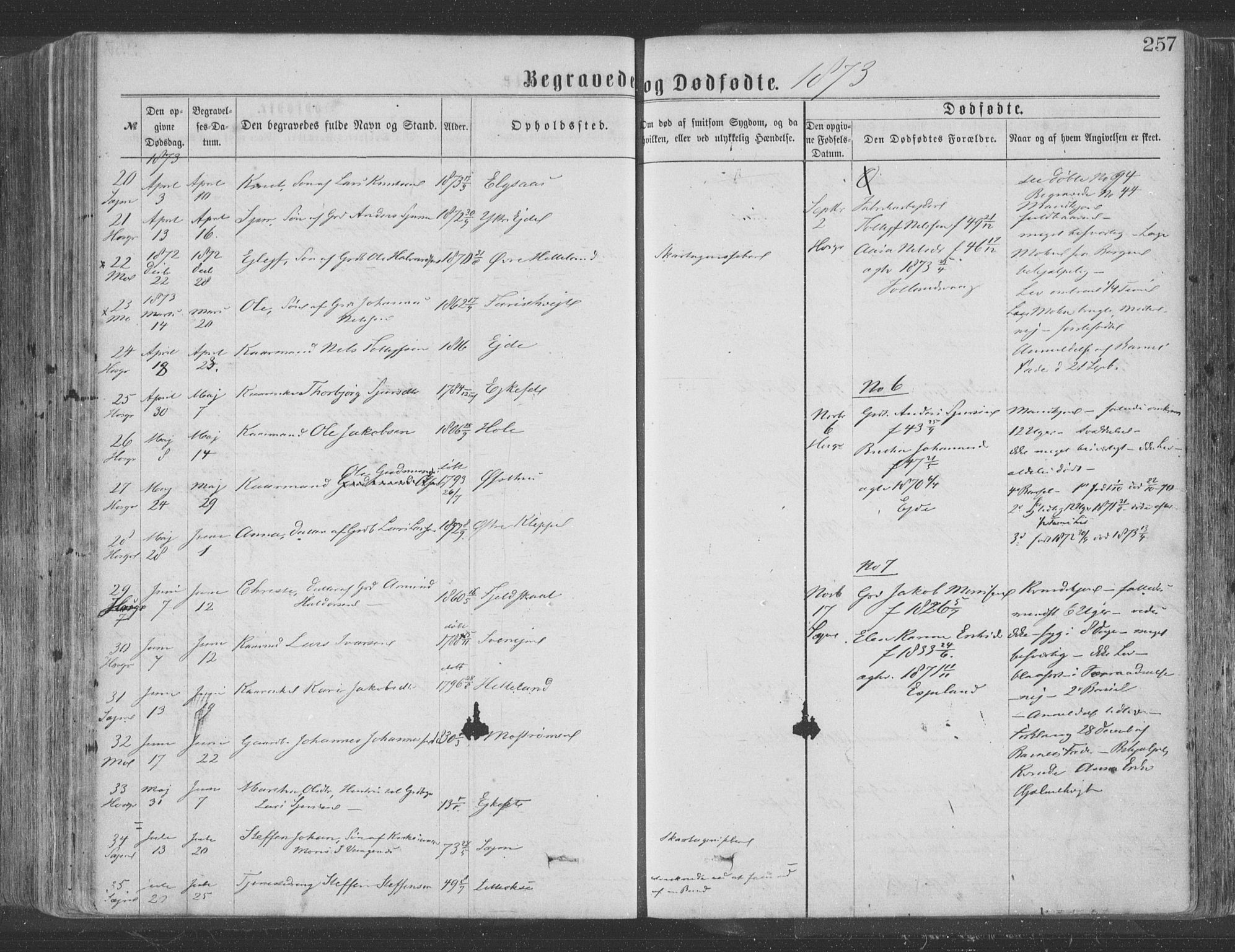 Hosanger sokneprestembete, SAB/A-75801/H/Haa: Parish register (official) no. A 9, 1864-1876, p. 257