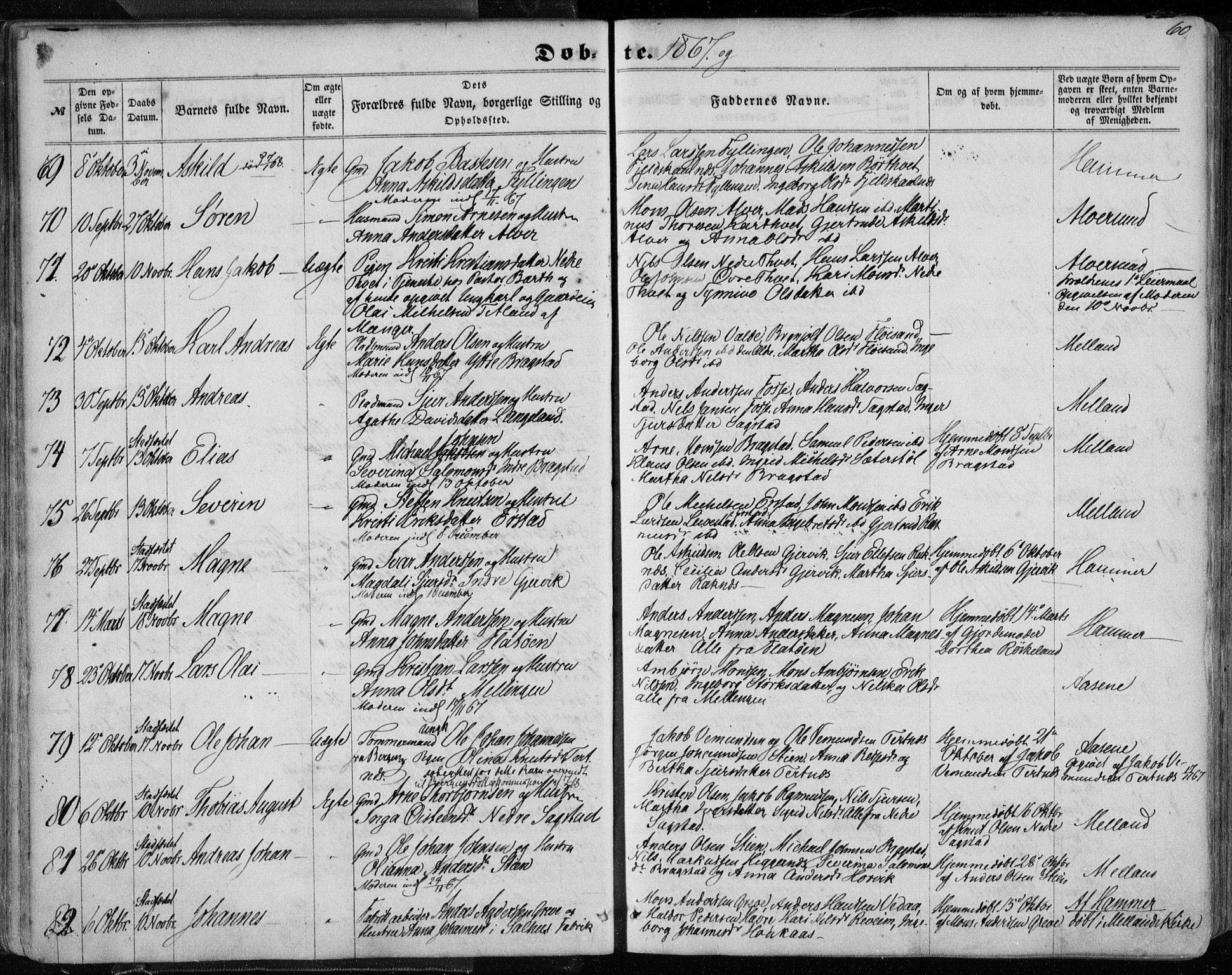 Hamre sokneprestembete, AV/SAB-A-75501/H/Ha/Haa/Haaa/L0014: Parish register (official) no. A 14, 1858-1872, p. 60