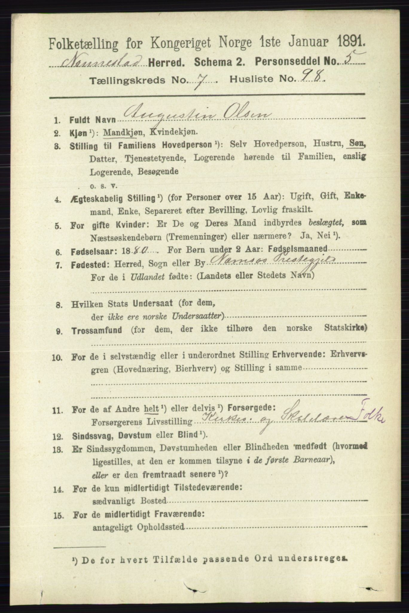 RA, 1891 census for 0238 Nannestad, 1891, p. 4324