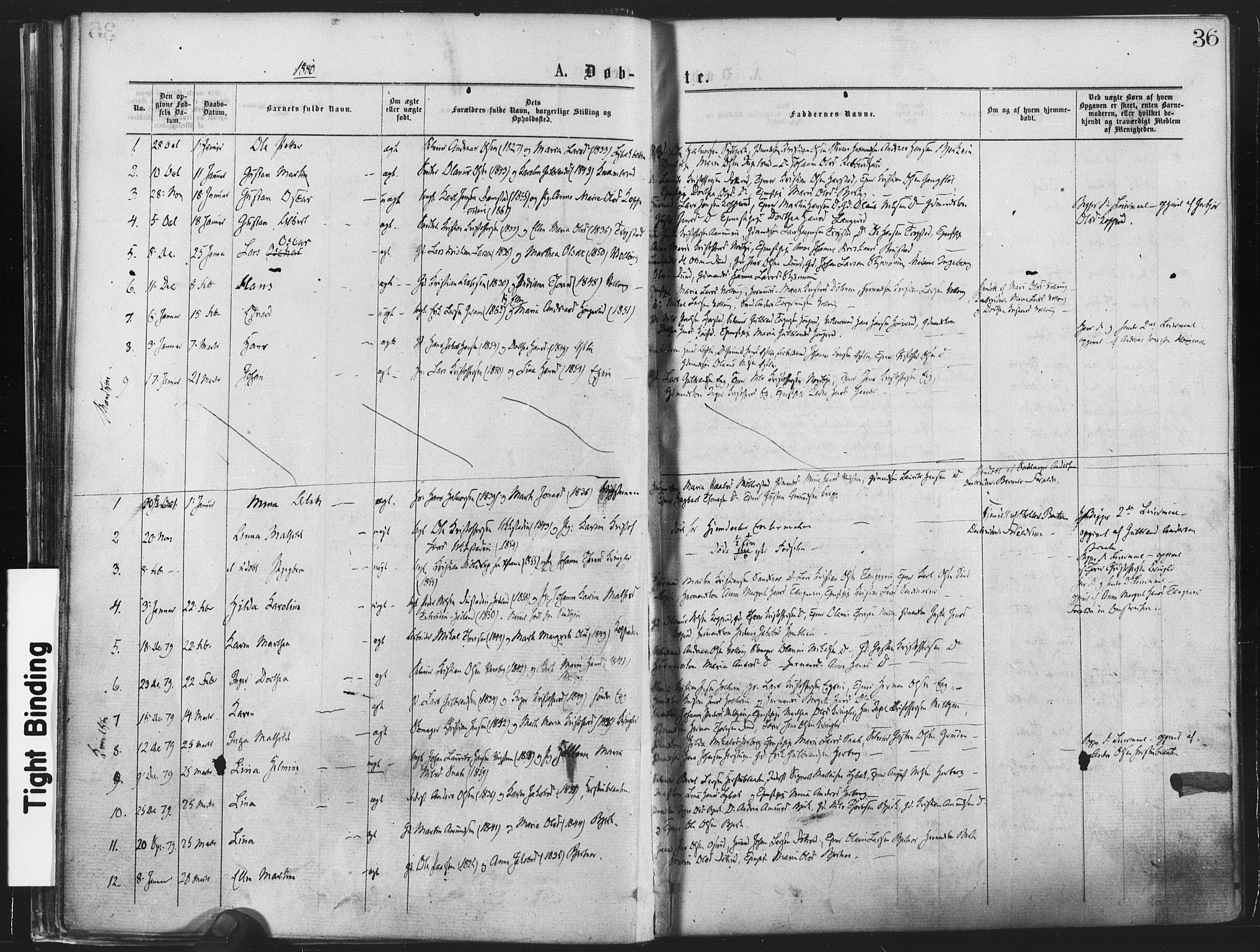 Nannestad prestekontor Kirkebøker, AV/SAO-A-10414a/F/Fa/L0013: Parish register (official) no. I 13, 1873-1880, p. 36