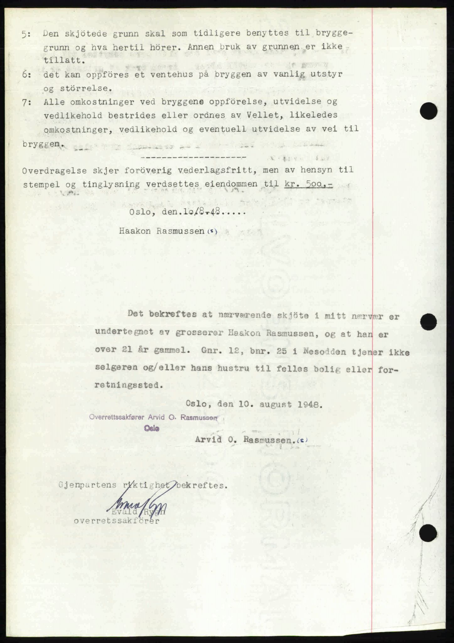 Follo sorenskriveri, SAO/A-10274/G/Ga/Gaa/L0085: Mortgage book no. I 85, 1948-1948, Diary no: : 3959/1948