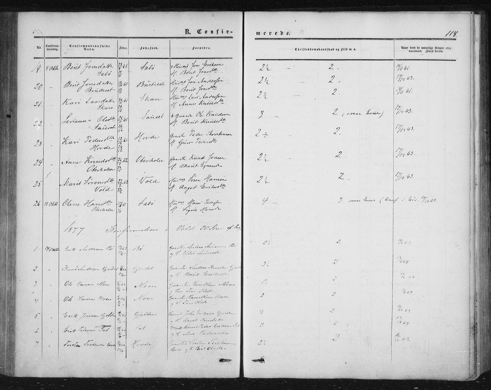 Ministerialprotokoller, klokkerbøker og fødselsregistre - Møre og Romsdal, AV/SAT-A-1454/543/L0562: Parish register (official) no. 543A02, 1854-1884, p. 118