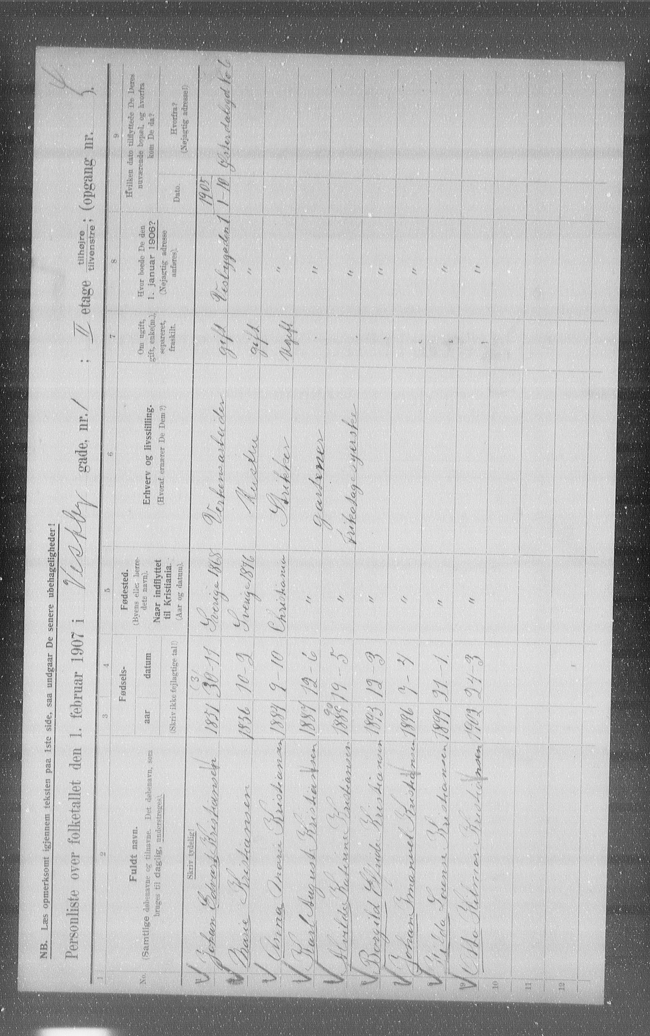 OBA, Municipal Census 1907 for Kristiania, 1907, p. 62210