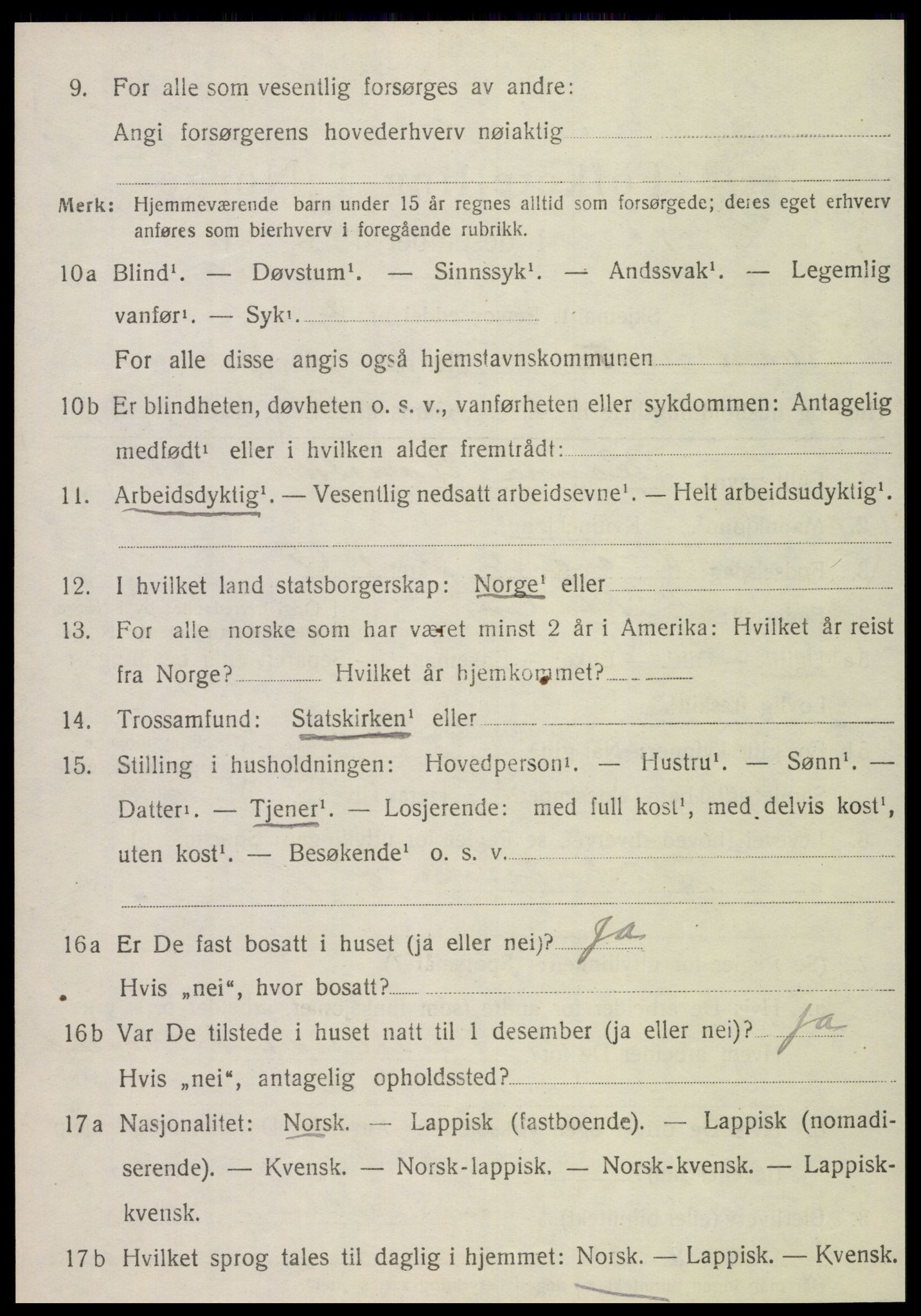 SAT, 1920 census for Kvam, 1920, p. 704