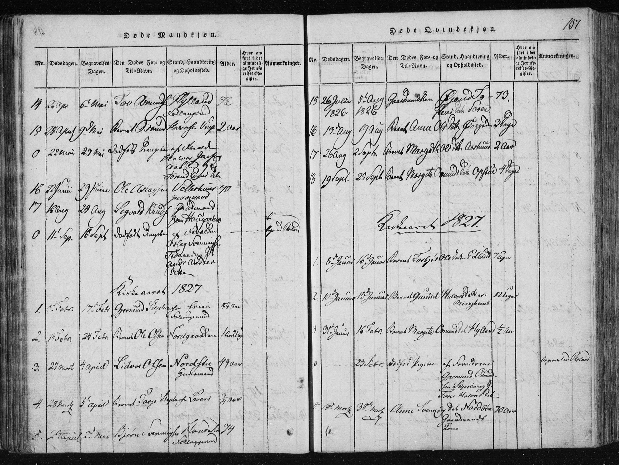 Vinje kirkebøker, SAKO/A-312/F/Fa/L0003: Parish register (official) no. I 3, 1814-1843, p. 107