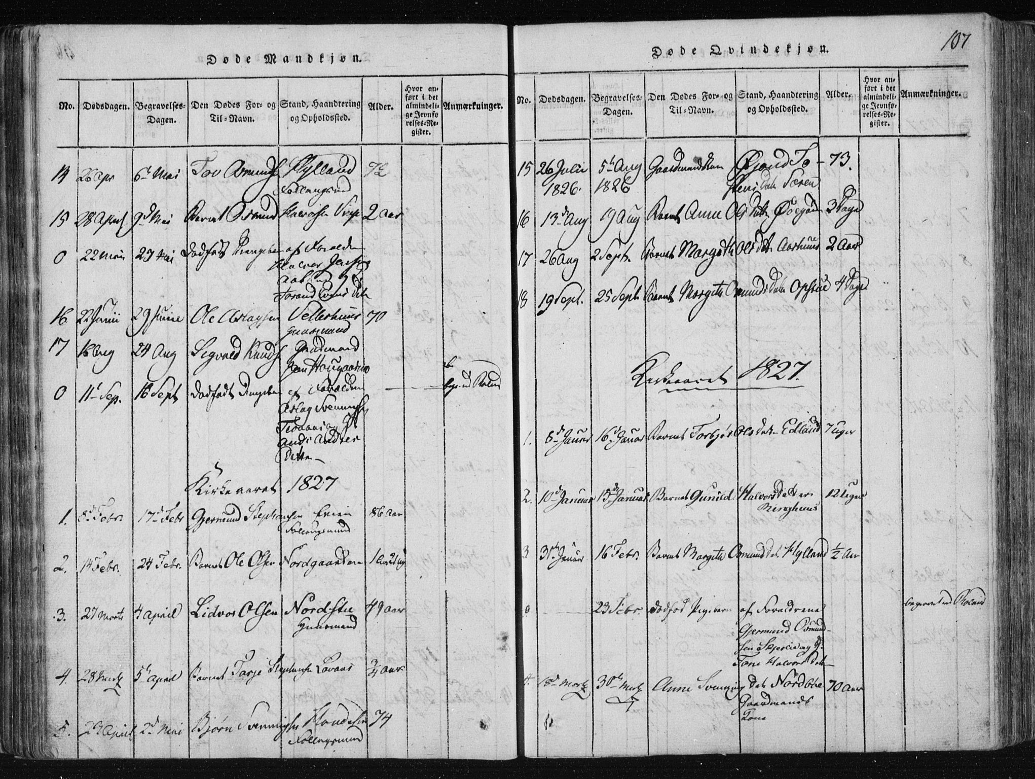 Vinje kirkebøker, AV/SAKO-A-312/F/Fa/L0003: Parish register (official) no. I 3, 1814-1843, p. 107