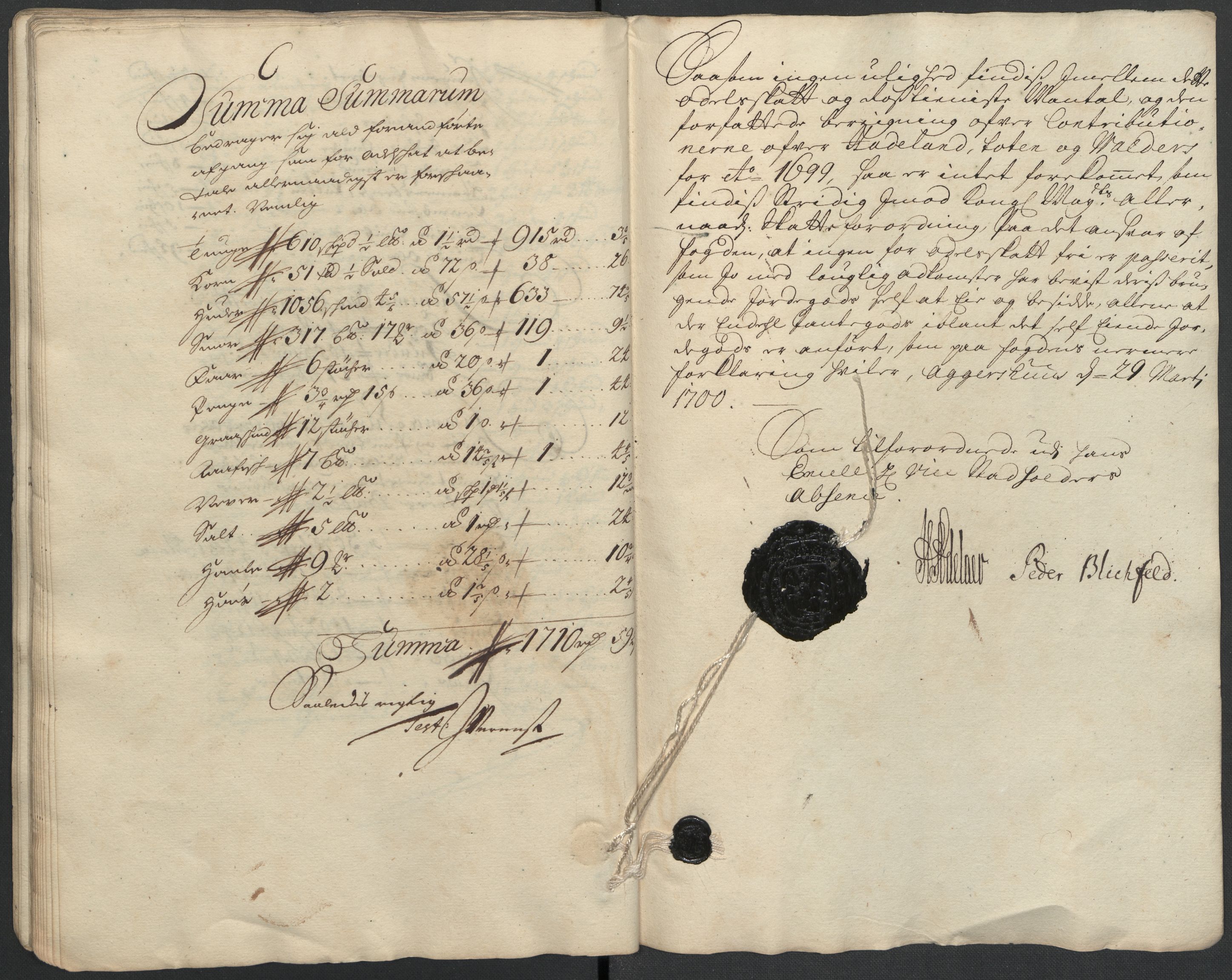 Rentekammeret inntil 1814, Reviderte regnskaper, Fogderegnskap, AV/RA-EA-4092/R18/L1297: Fogderegnskap Hadeland, Toten og Valdres, 1699, p. 439