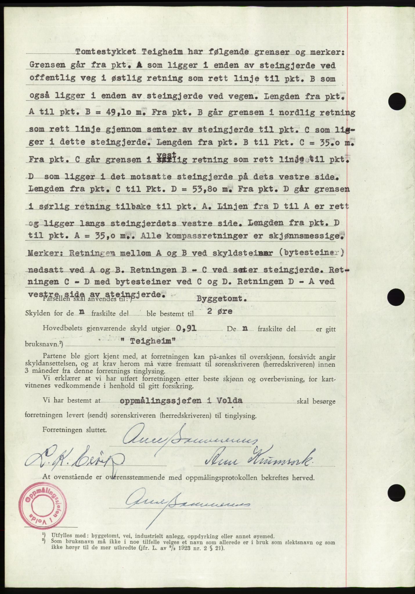 Søre Sunnmøre sorenskriveri, AV/SAT-A-4122/1/2/2C/L0083: Mortgage book no. 9A, 1948-1949, Diary no: : 1728/1948