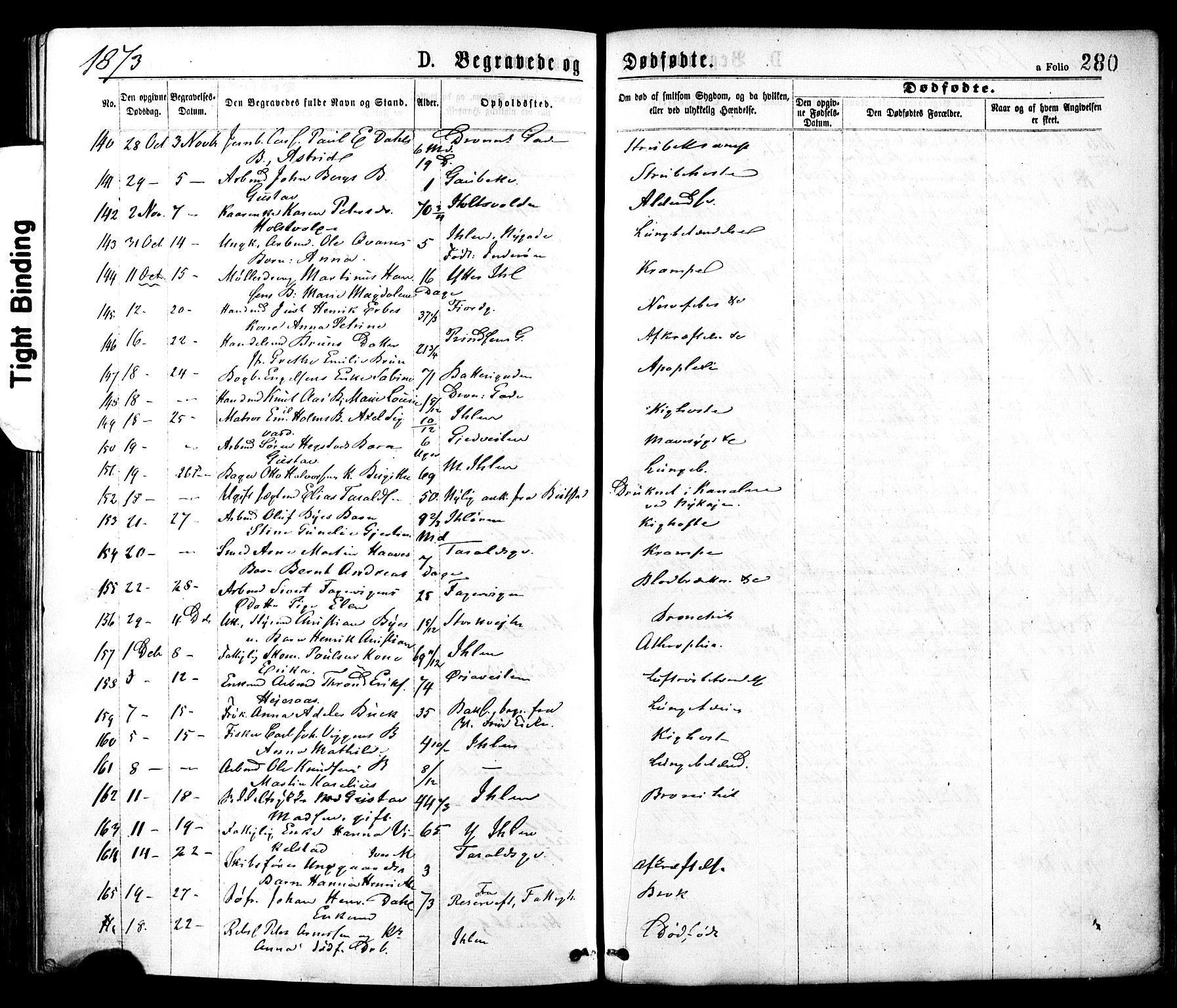 Ministerialprotokoller, klokkerbøker og fødselsregistre - Sør-Trøndelag, SAT/A-1456/602/L0118: Parish register (official) no. 602A16, 1873-1879, p. 280