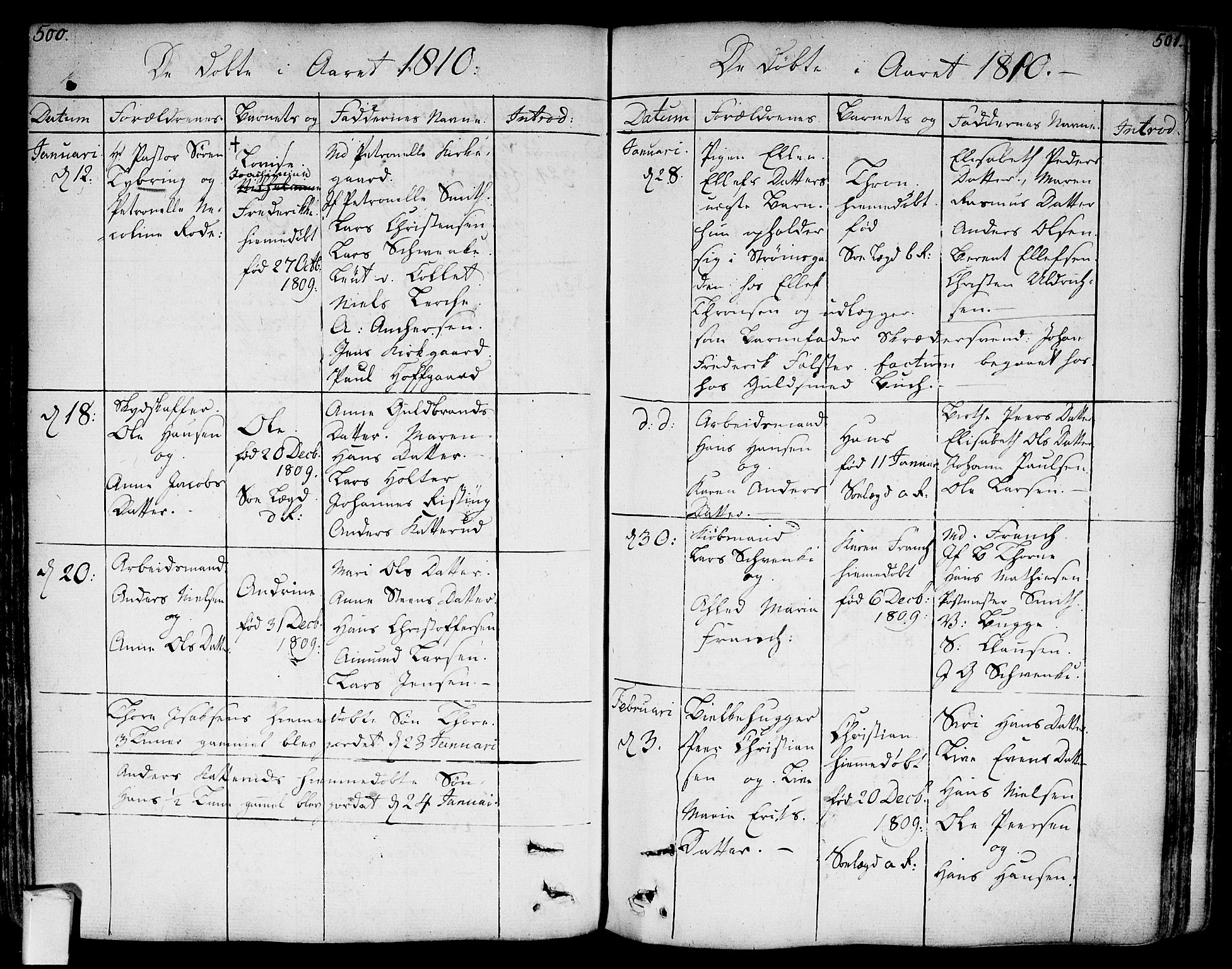 Bragernes kirkebøker, SAKO/A-6/F/Fa/L0006a: Parish register (official) no. I 6, 1782-1814, p. 500-501