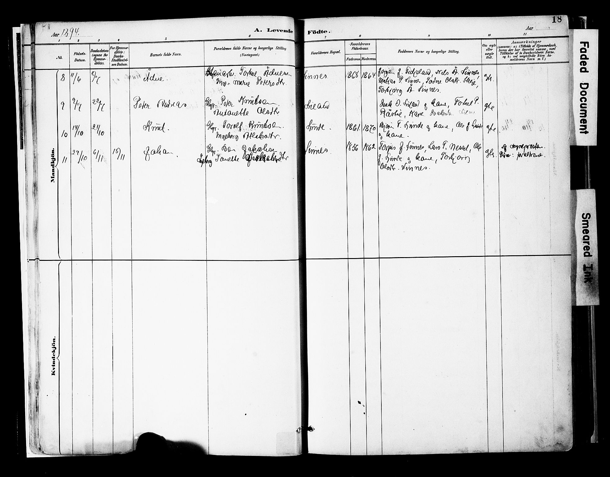 Sirdal sokneprestkontor, AV/SAK-1111-0036/F/Fa/Faa/L0001: Parish register (official) no. A 1, 1887-1910, p. 18
