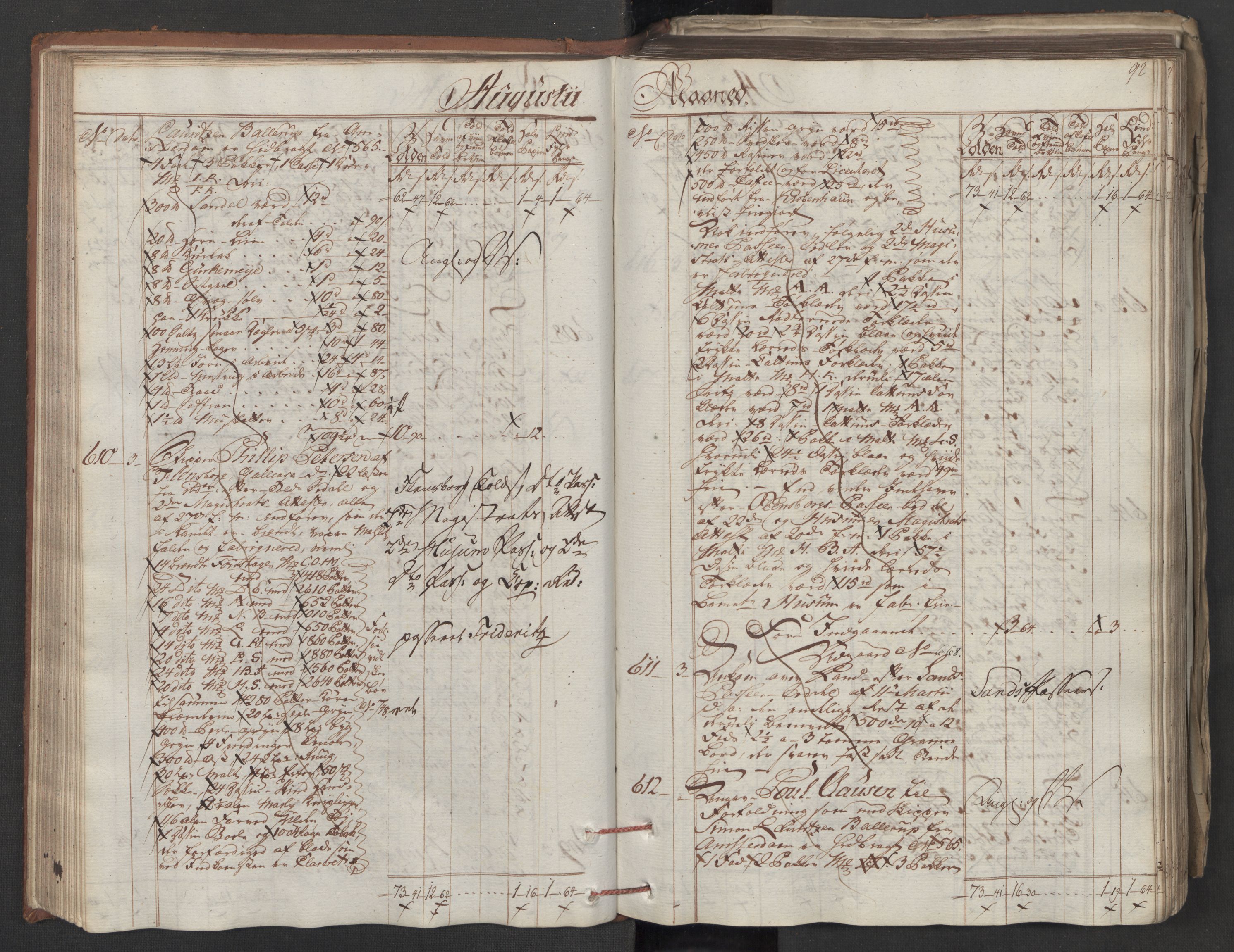 Generaltollkammeret, tollregnskaper, AV/RA-EA-5490/R06/L0179/0001: Tollregnskaper Kristiania / Inngående tollbok, 1790, p. 91b-92a
