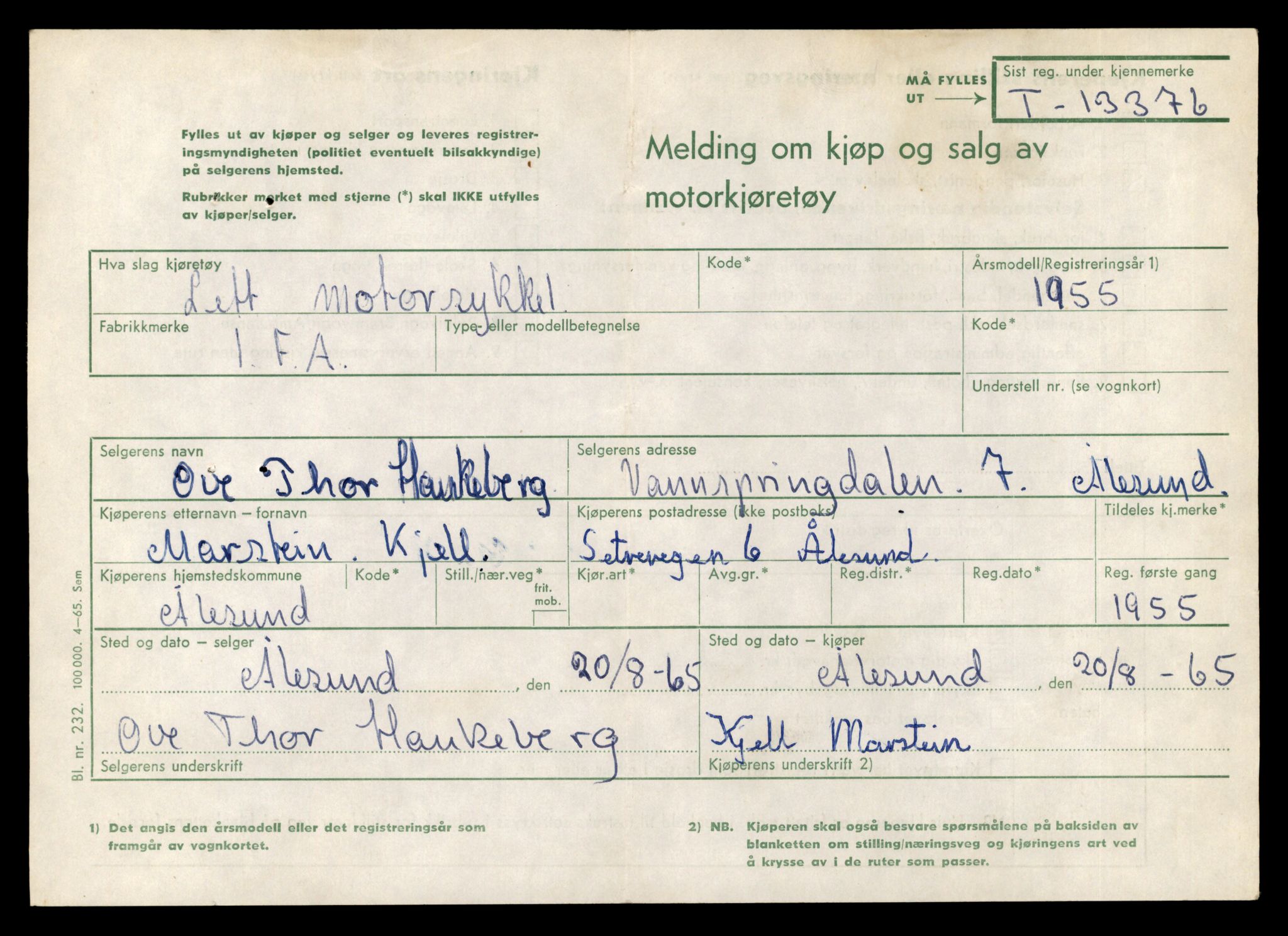 Møre og Romsdal vegkontor - Ålesund trafikkstasjon, AV/SAT-A-4099/F/Fe/L0039: Registreringskort for kjøretøy T 13361 - T 13530, 1927-1998, p. 241
