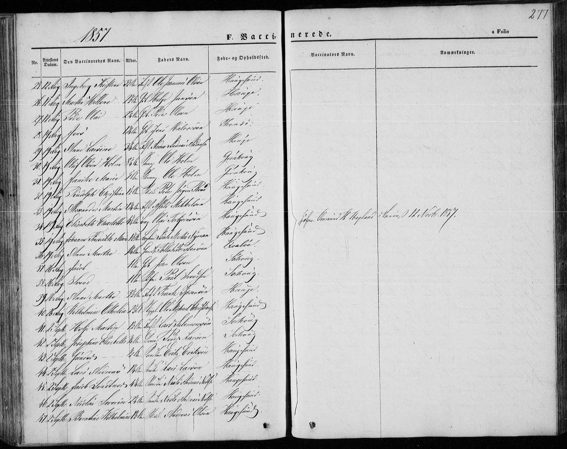 Torvastad sokneprestkontor, AV/SAST-A -101857/H/Ha/Haa/L0011: Parish register (official) no. A 11, 1857-1866, p. 277