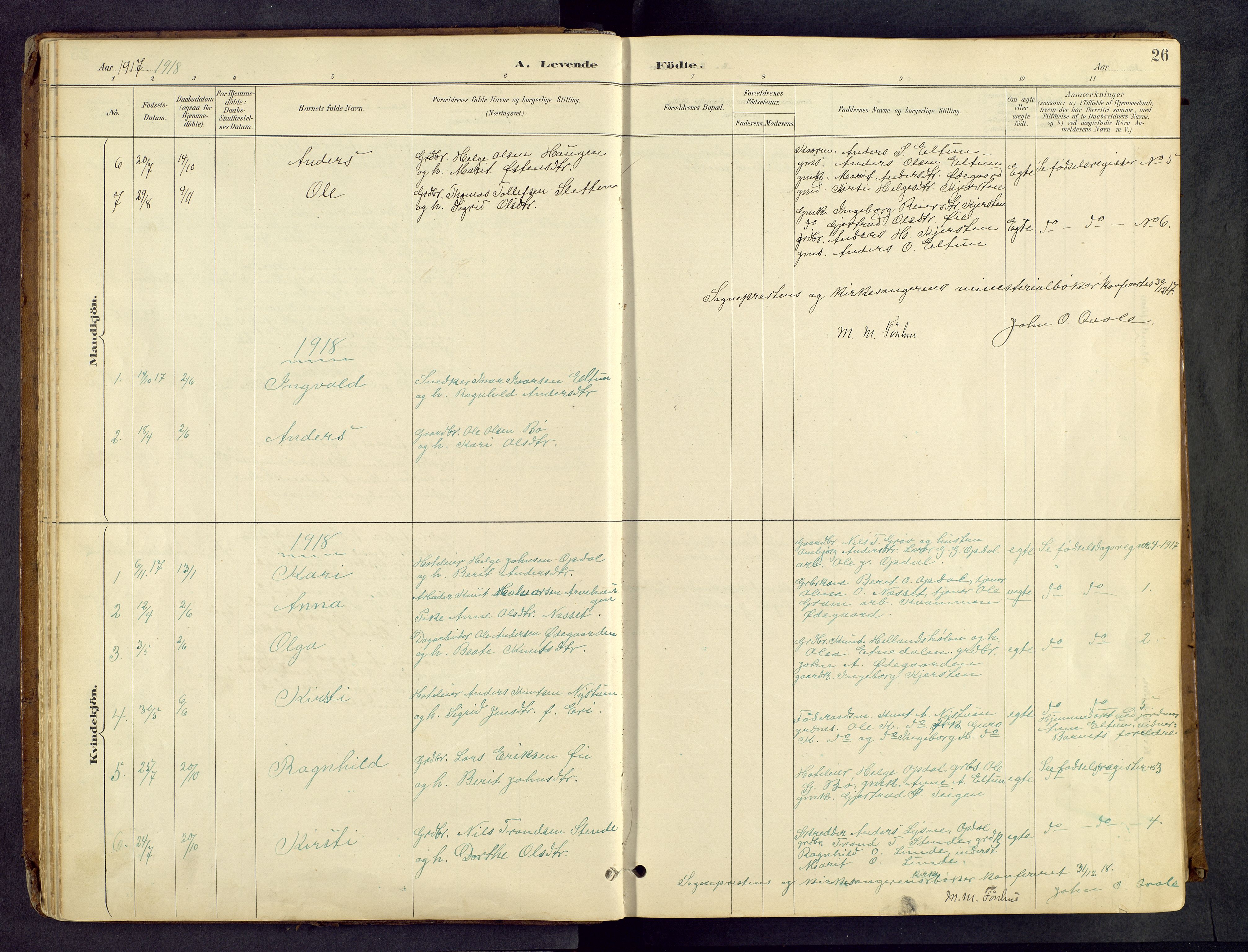 Vang prestekontor, Valdres, SAH/PREST-140/H/Hb/L0005: Parish register (copy) no. 5, 1889-1945, p. 26