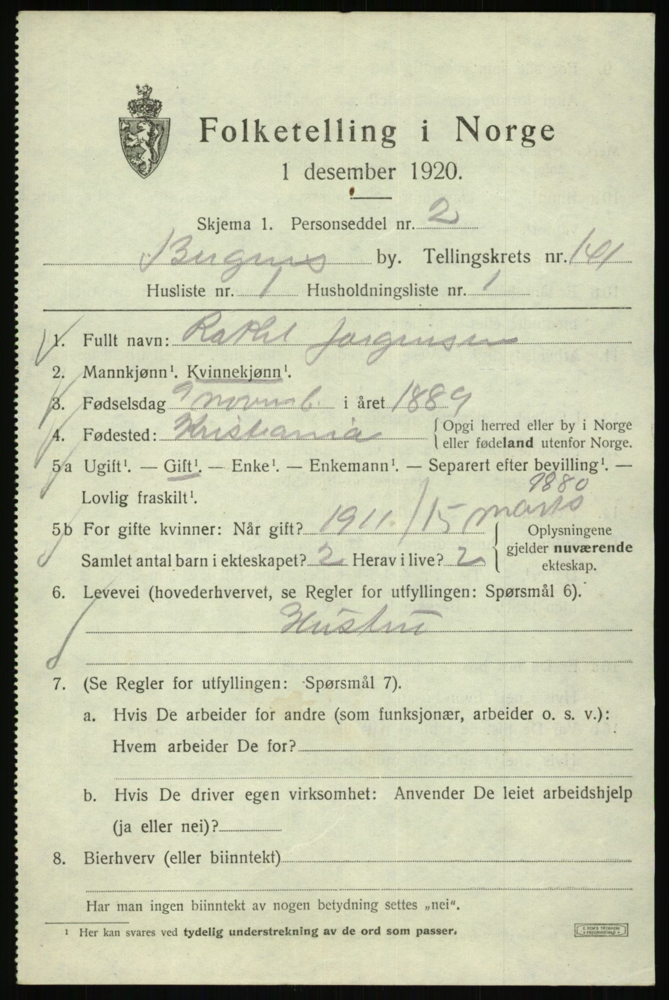 SAB, 1920 census for Bergen, 1920, p. 236132