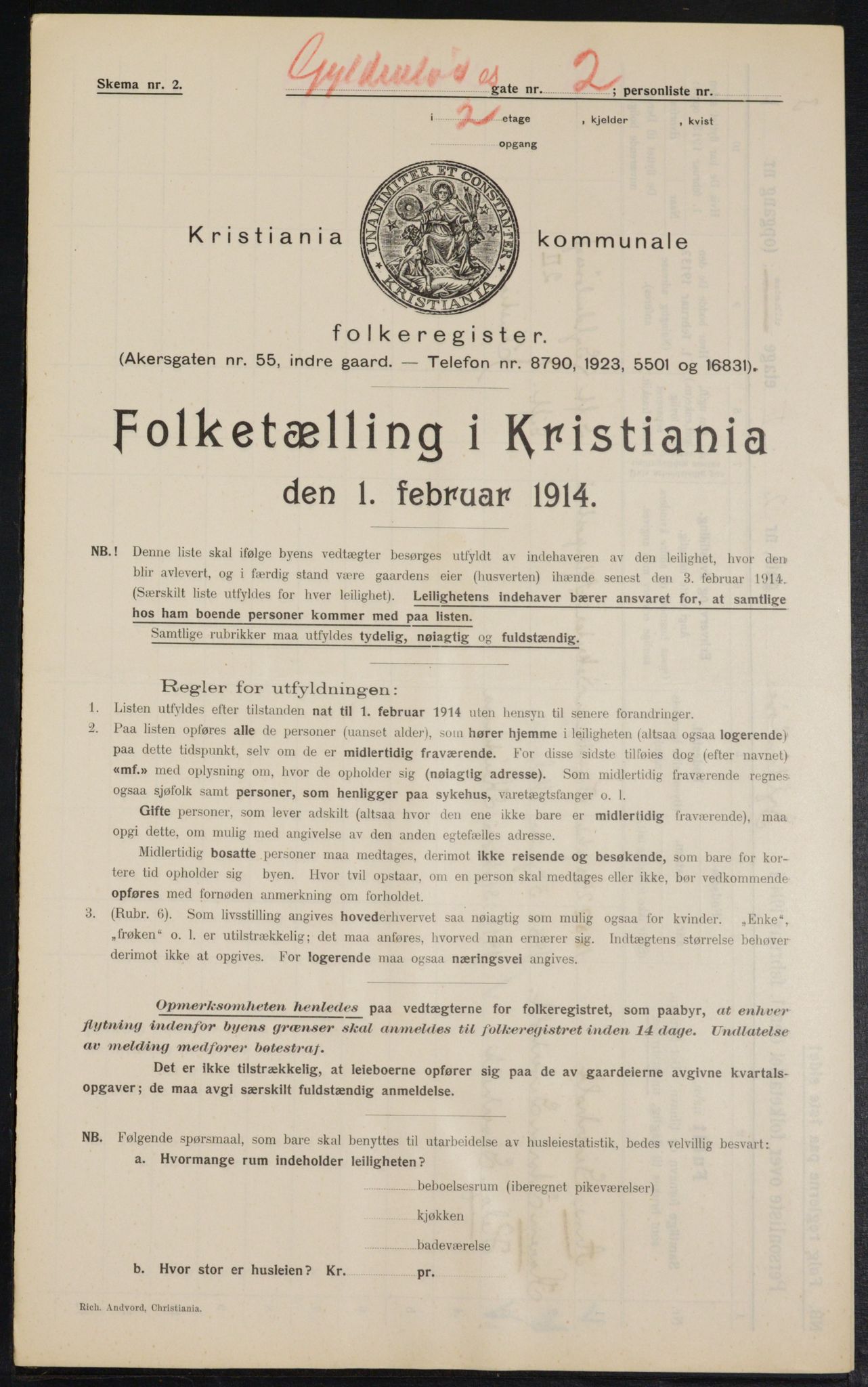 OBA, Municipal Census 1914 for Kristiania, 1914, p. 32543