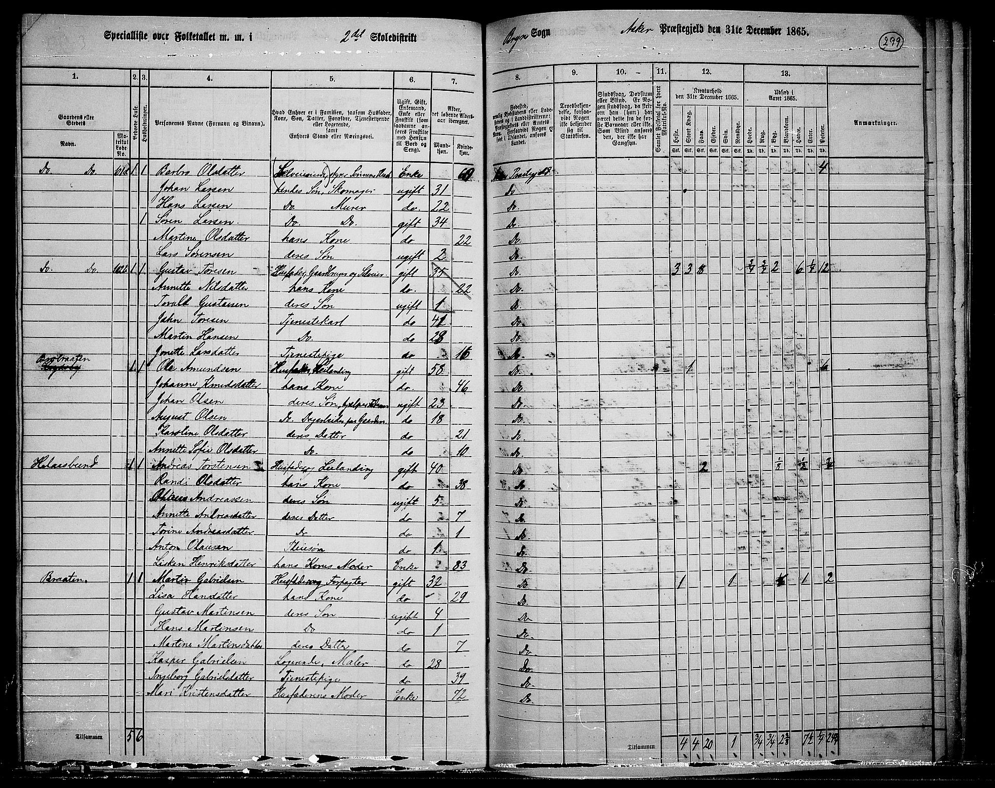 RA, 1865 census for Asker, 1865, p. 288