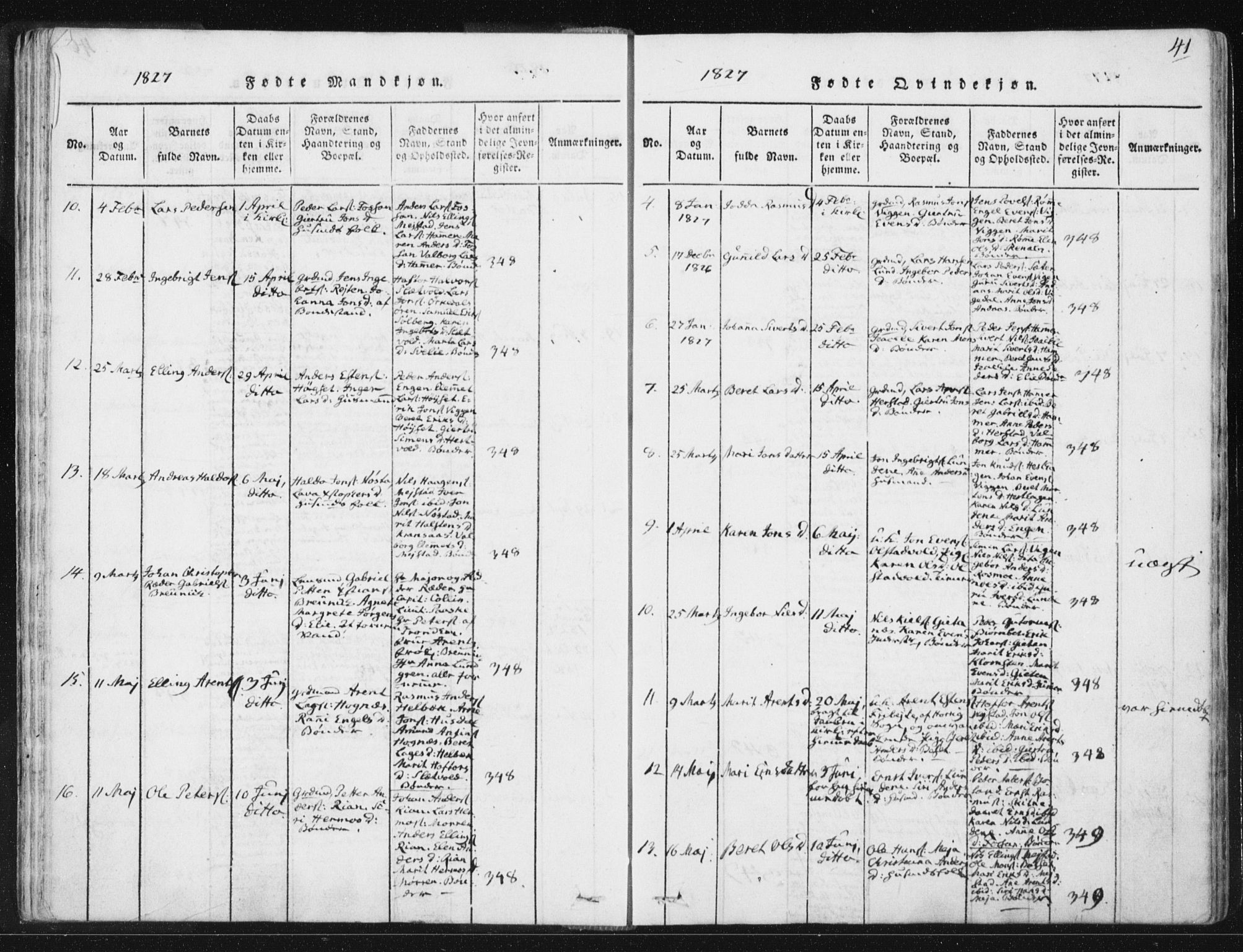 Ministerialprotokoller, klokkerbøker og fødselsregistre - Sør-Trøndelag, SAT/A-1456/665/L0770: Parish register (official) no. 665A05, 1817-1829, p. 41