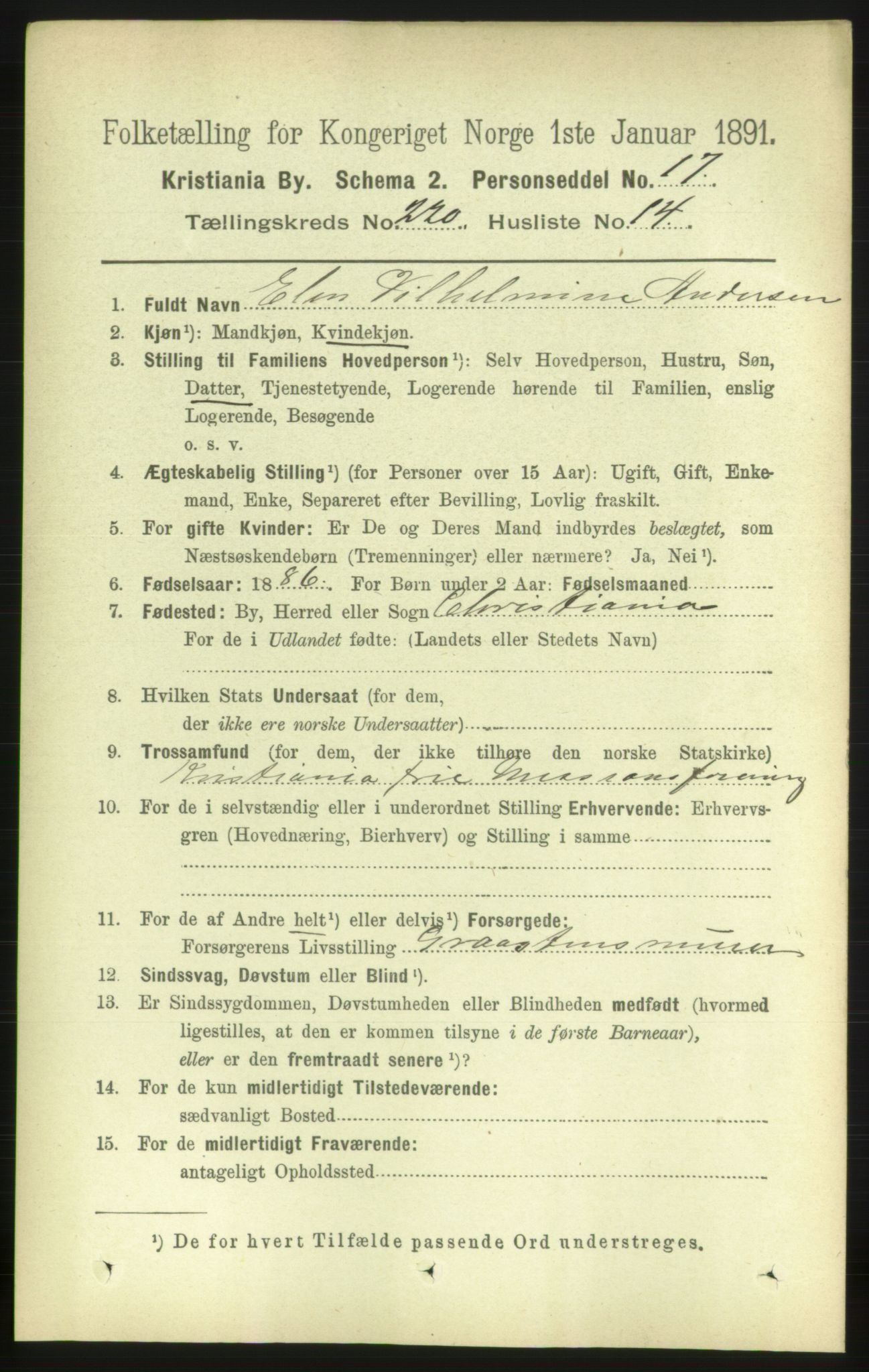 RA, 1891 census for 0301 Kristiania, 1891, p. 131319