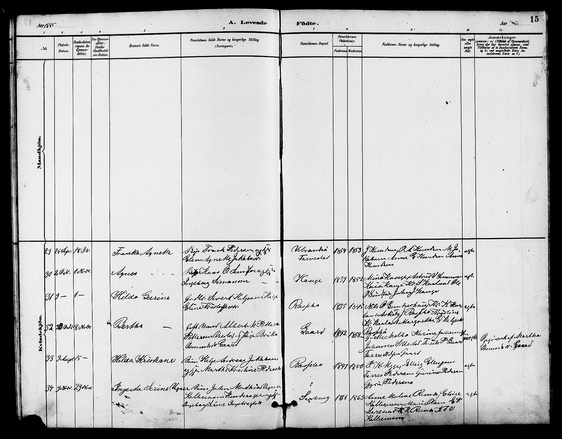Haugesund sokneprestkontor, AV/SAST-A -101863/H/Ha/Hab/L0003: Parish register (copy) no. B 3, 1882-1889, p. 15