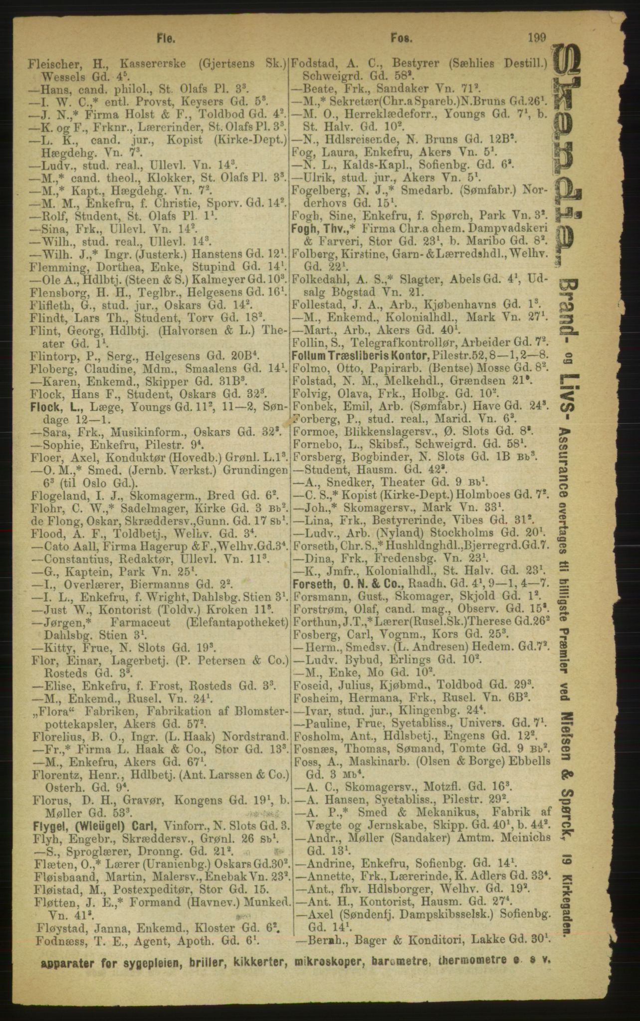 Kristiania/Oslo adressebok, PUBL/-, 1888, p. 199