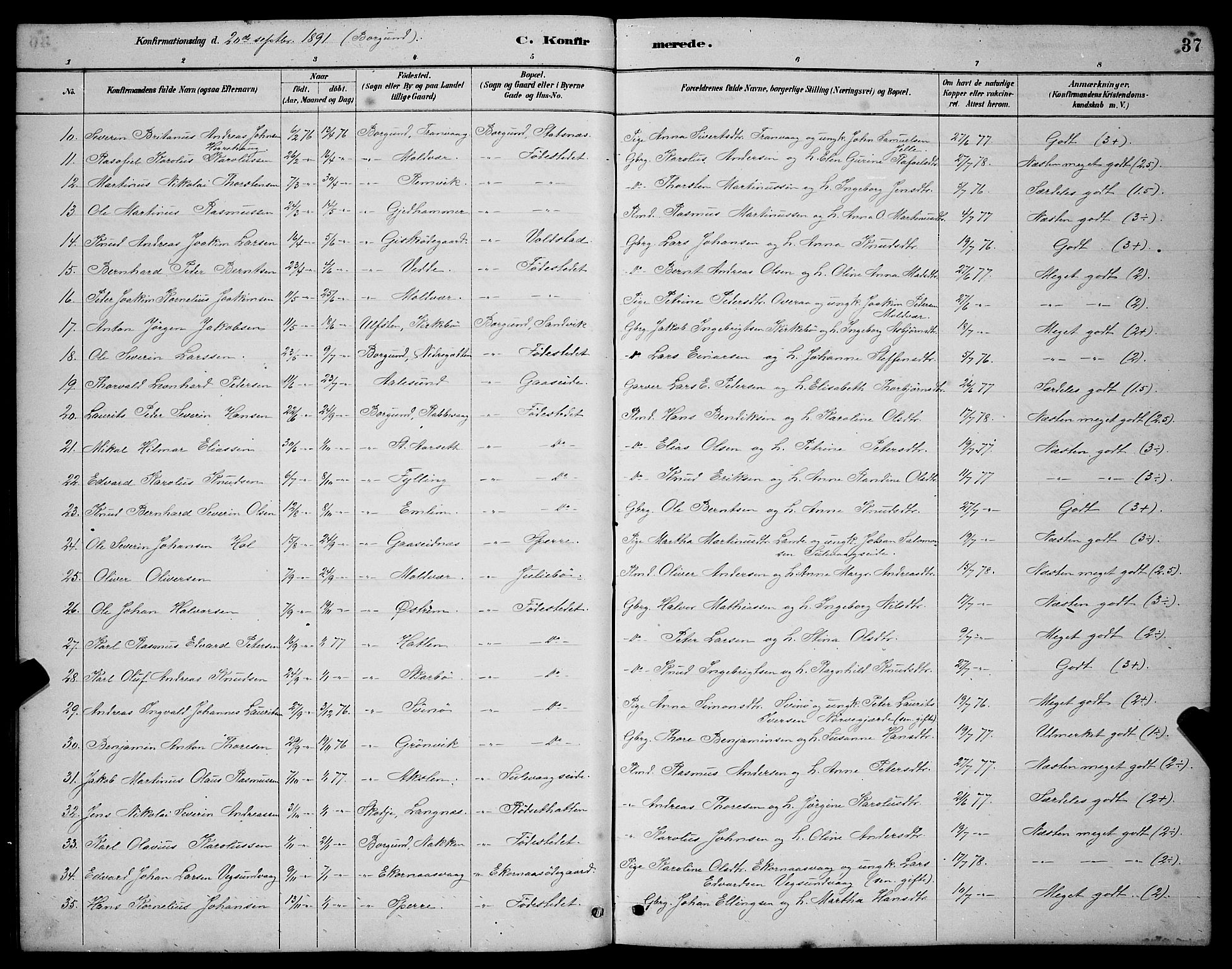 Ministerialprotokoller, klokkerbøker og fødselsregistre - Møre og Romsdal, SAT/A-1454/528/L0430: Parish register (copy) no. 528C11, 1884-1899, p. 37
