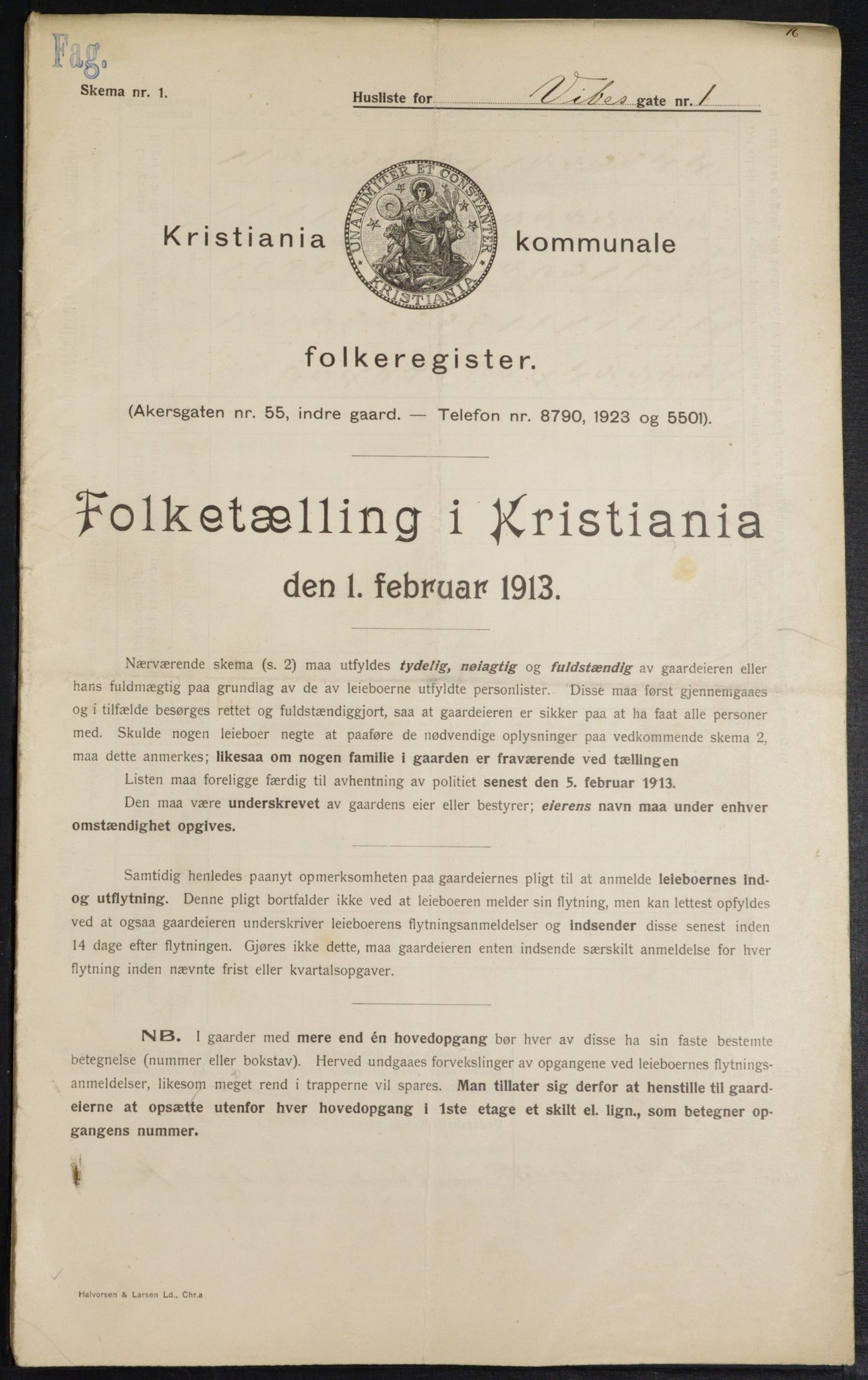 OBA, Municipal Census 1913 for Kristiania, 1913, p. 122431