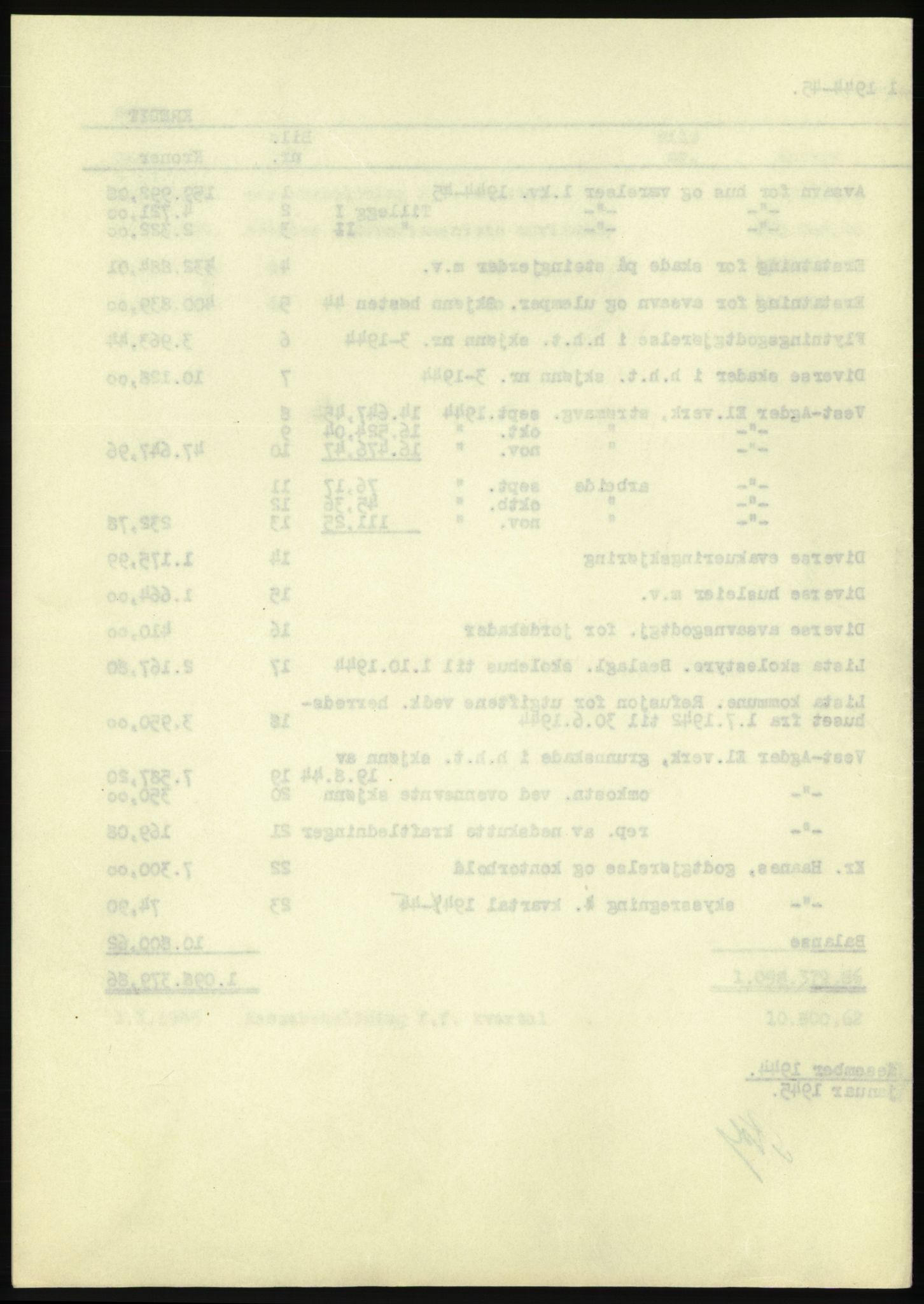 Forsvarsdepartementet, 10. kontor / Oppgjørskontoret, AV/RA-RAFA-1225/D/Db/L0180: Lista oppgjørskontor, 1942-1952, p. 136