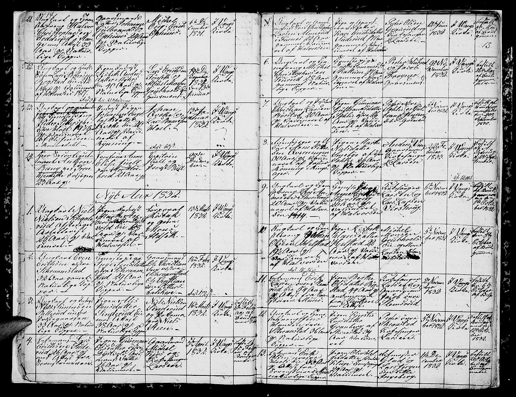 Vang prestekontor, Hedmark, AV/SAH-PREST-008/H/Ha/Hab/L0007: Parish register (copy) no. 7, 1828-1832, p. 14-15