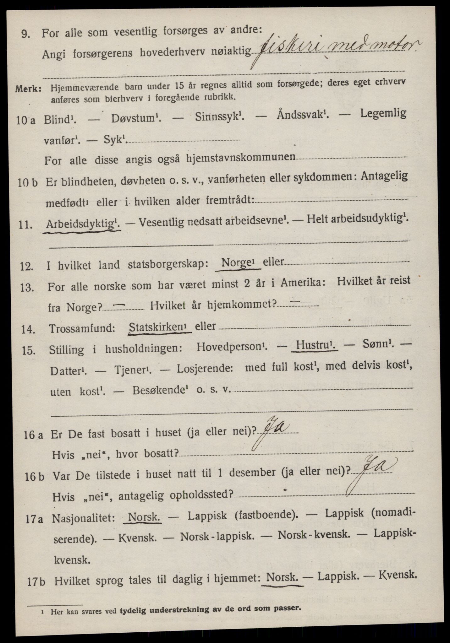 SAT, 1920 census for Sandstad, 1920, p. 660