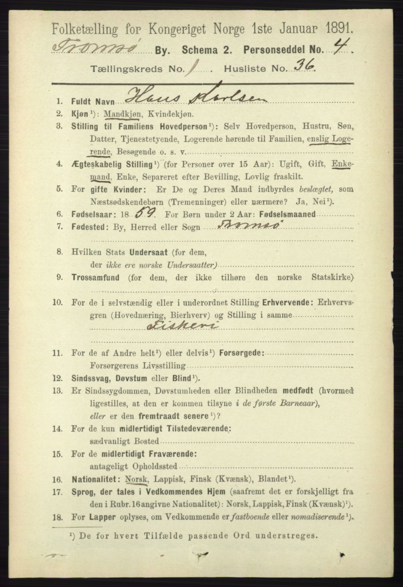 RA, 1891 census for 1902 Tromsø, 1891, p. 623