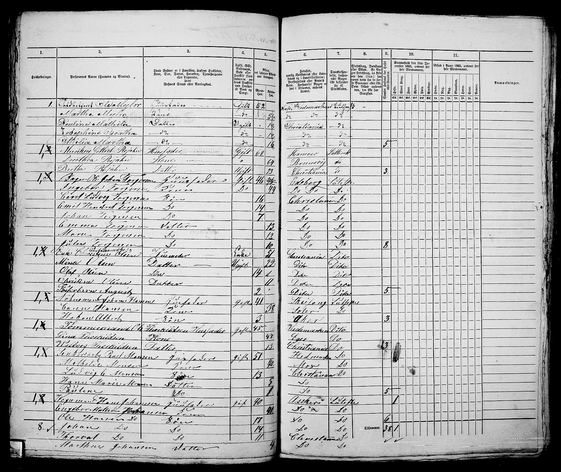 RA, 1865 census for Kristiania, 1865, p. 2871