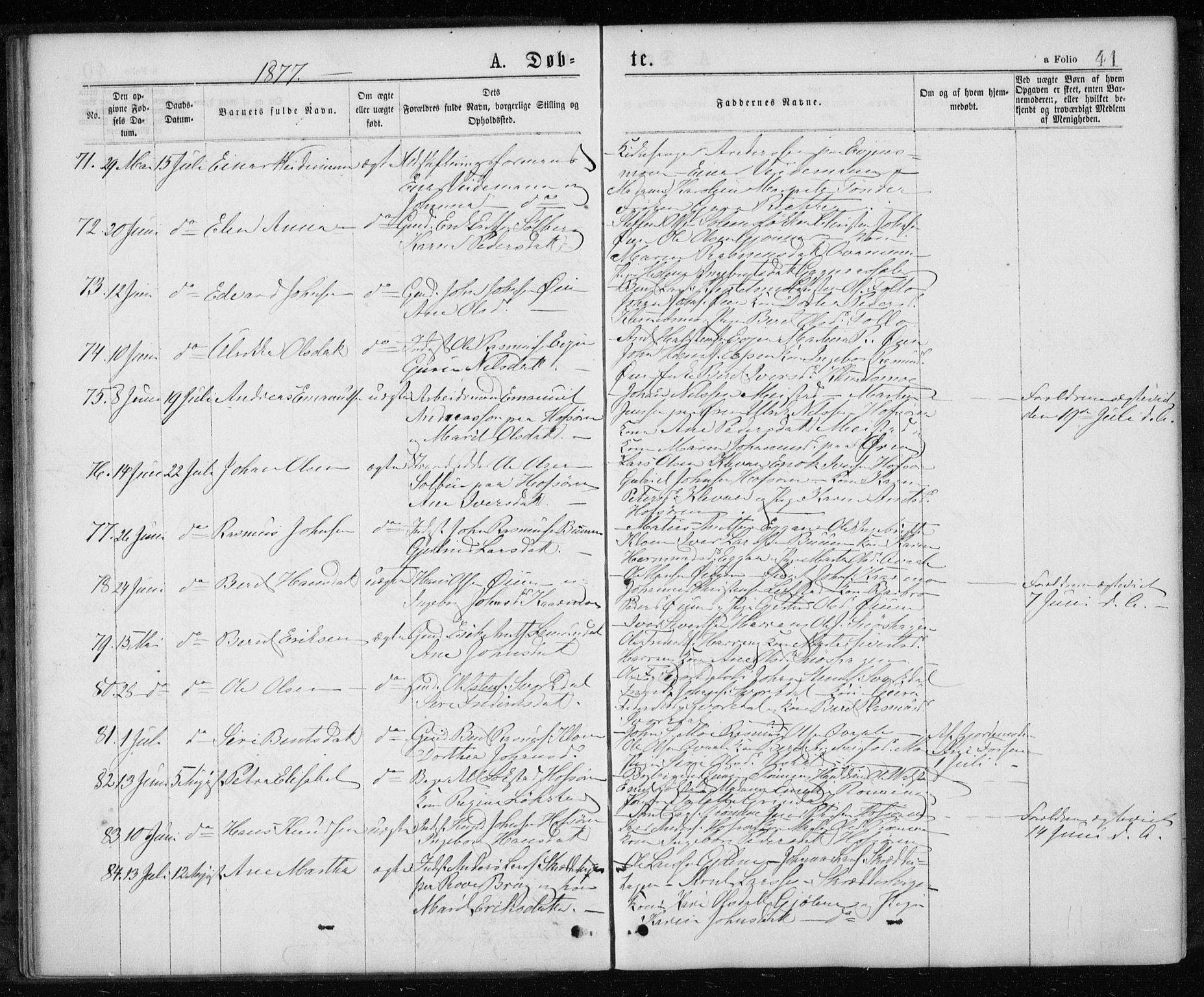 Ministerialprotokoller, klokkerbøker og fødselsregistre - Sør-Trøndelag, AV/SAT-A-1456/668/L0817: Parish register (copy) no. 668C06, 1873-1884, p. 41