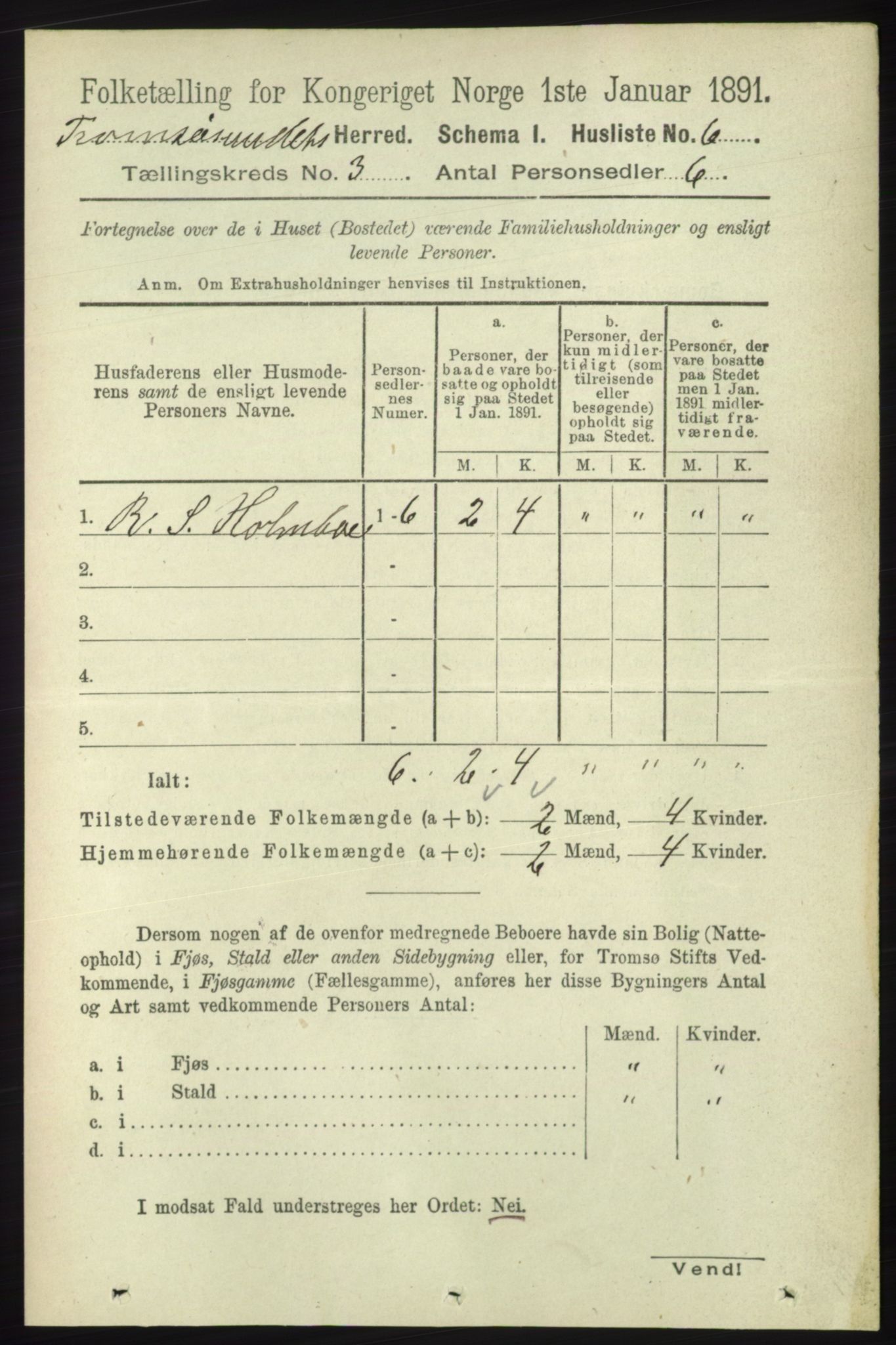 RA, 1891 census for 1934 Tromsøysund, 1891, p. 942