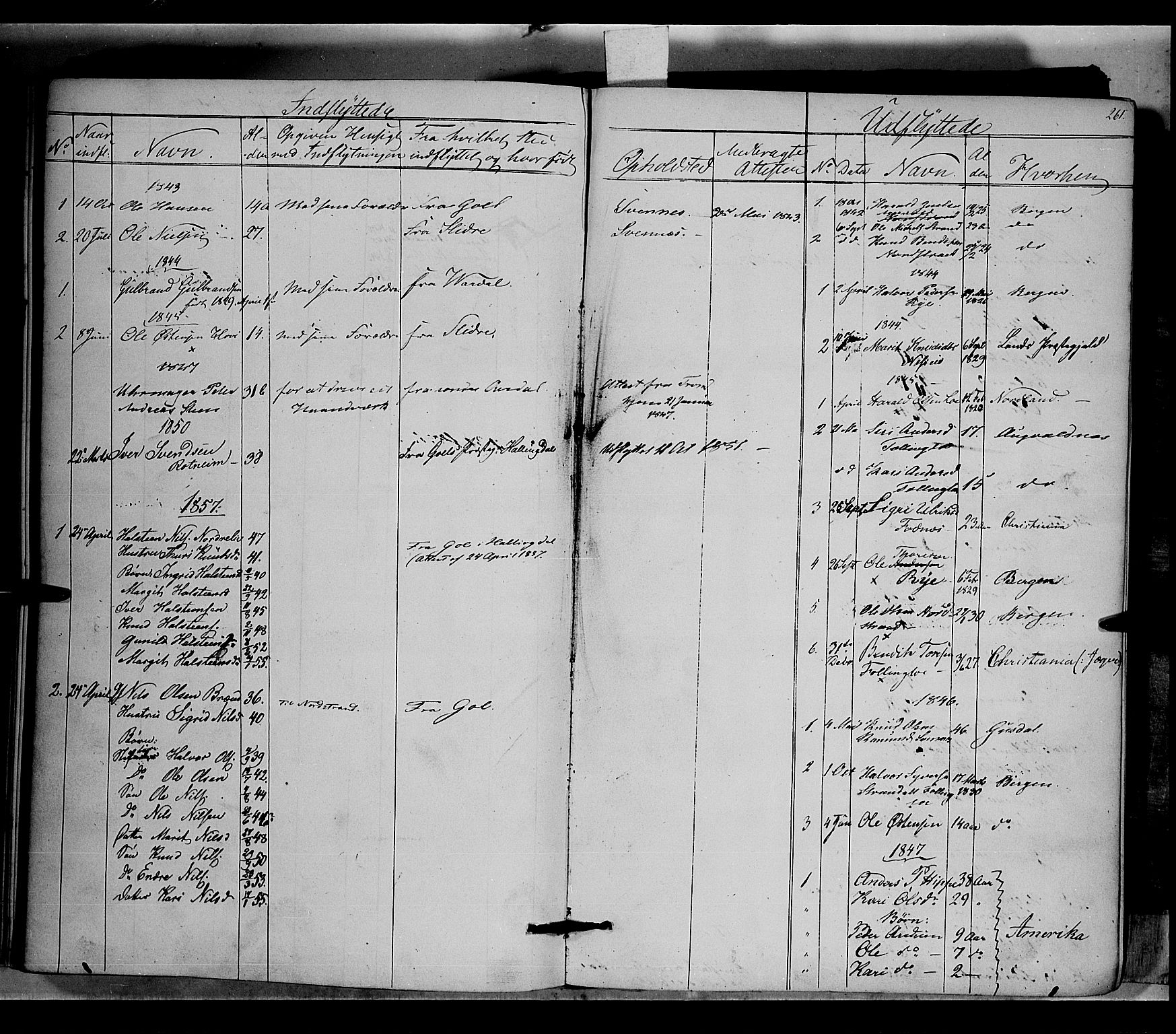 Nord-Aurdal prestekontor, SAH/PREST-132/H/Ha/Haa/L0005: Parish register (official) no. 5, 1842-1863, p. 261
