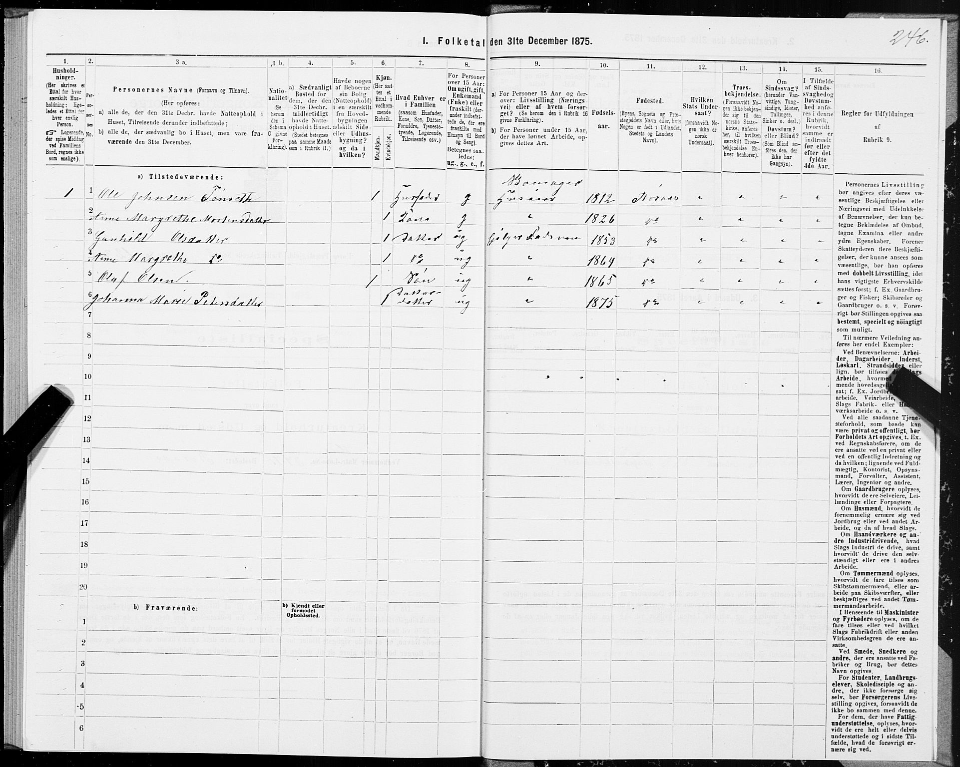 SAT, 1875 census for 1640P Røros, 1875, p. 2246