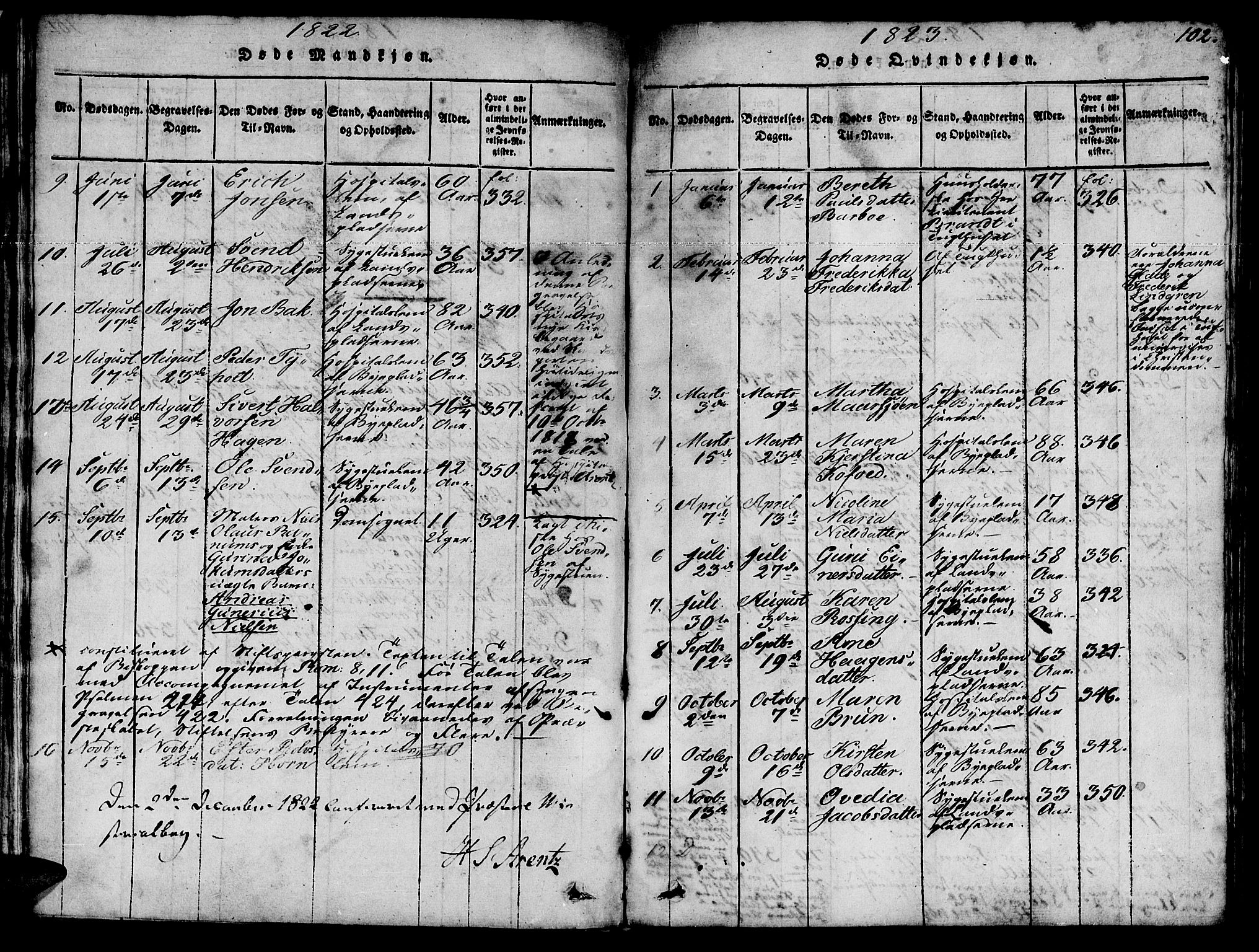 Ministerialprotokoller, klokkerbøker og fødselsregistre - Sør-Trøndelag, SAT/A-1456/623/L0478: Parish register (copy) no. 623C01, 1815-1873, p. 102
