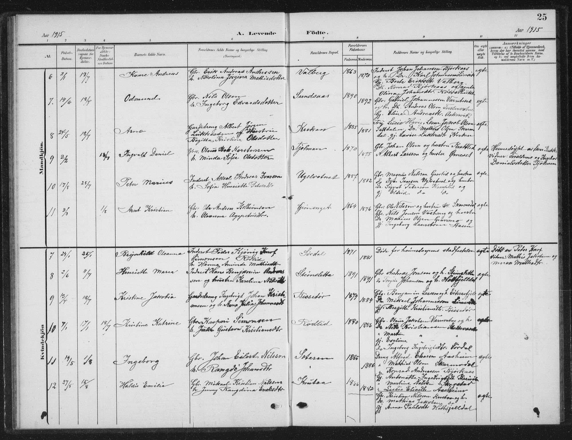 Ministerialprotokoller, klokkerbøker og fødselsregistre - Nordland, SAT/A-1459/823/L0331: Parish register (copy) no. 823C03, 1905-1934, p. 25