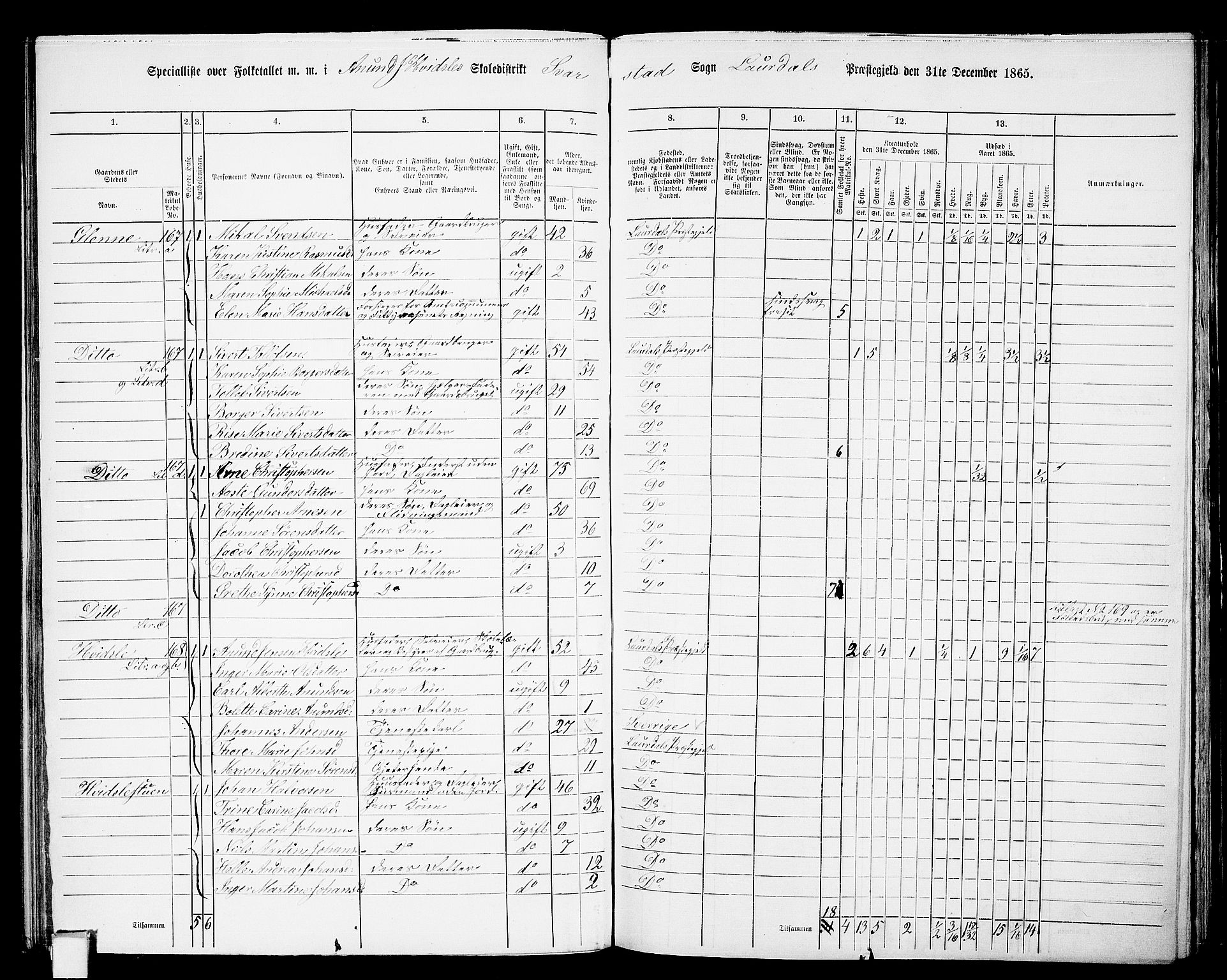 RA, 1865 census for Lardal, 1865, p. 50