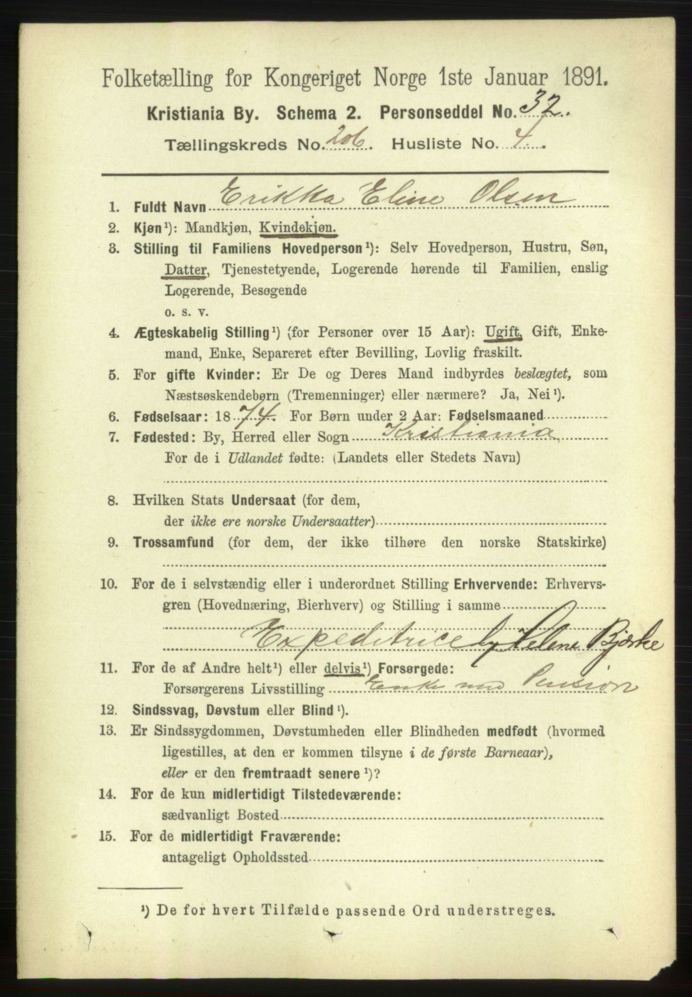 RA, 1891 census for 0301 Kristiania, 1891, p. 124005
