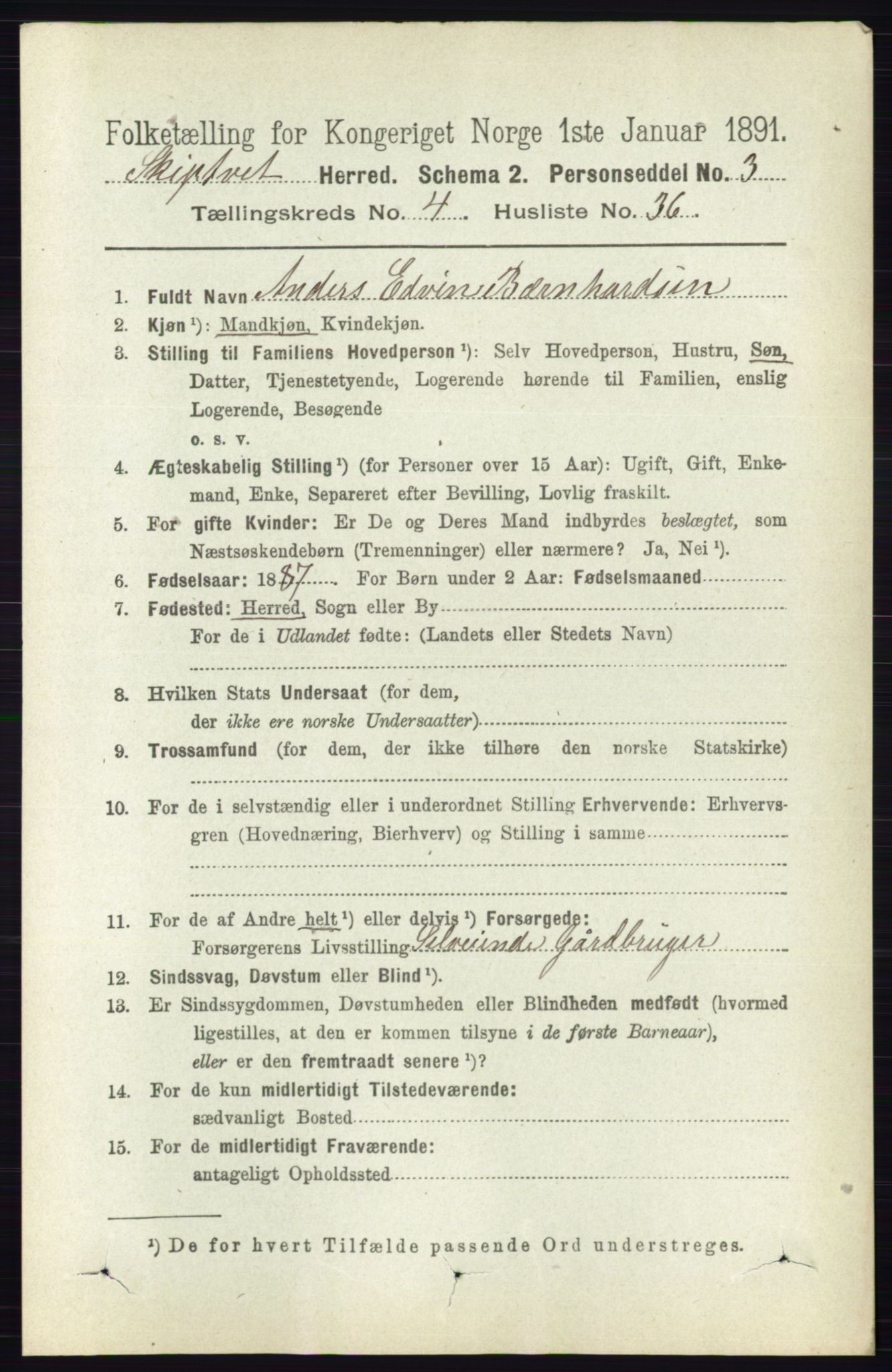 RA, 1891 census for 0127 Skiptvet, 1891, p. 2123