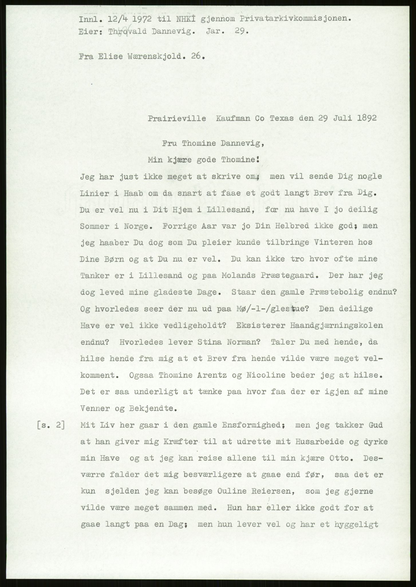 Samlinger til kildeutgivelse, Amerikabrevene, AV/RA-EA-4057/F/L0027: Innlån fra Aust-Agder: Dannevig - Valsgård, 1838-1914, p. 357