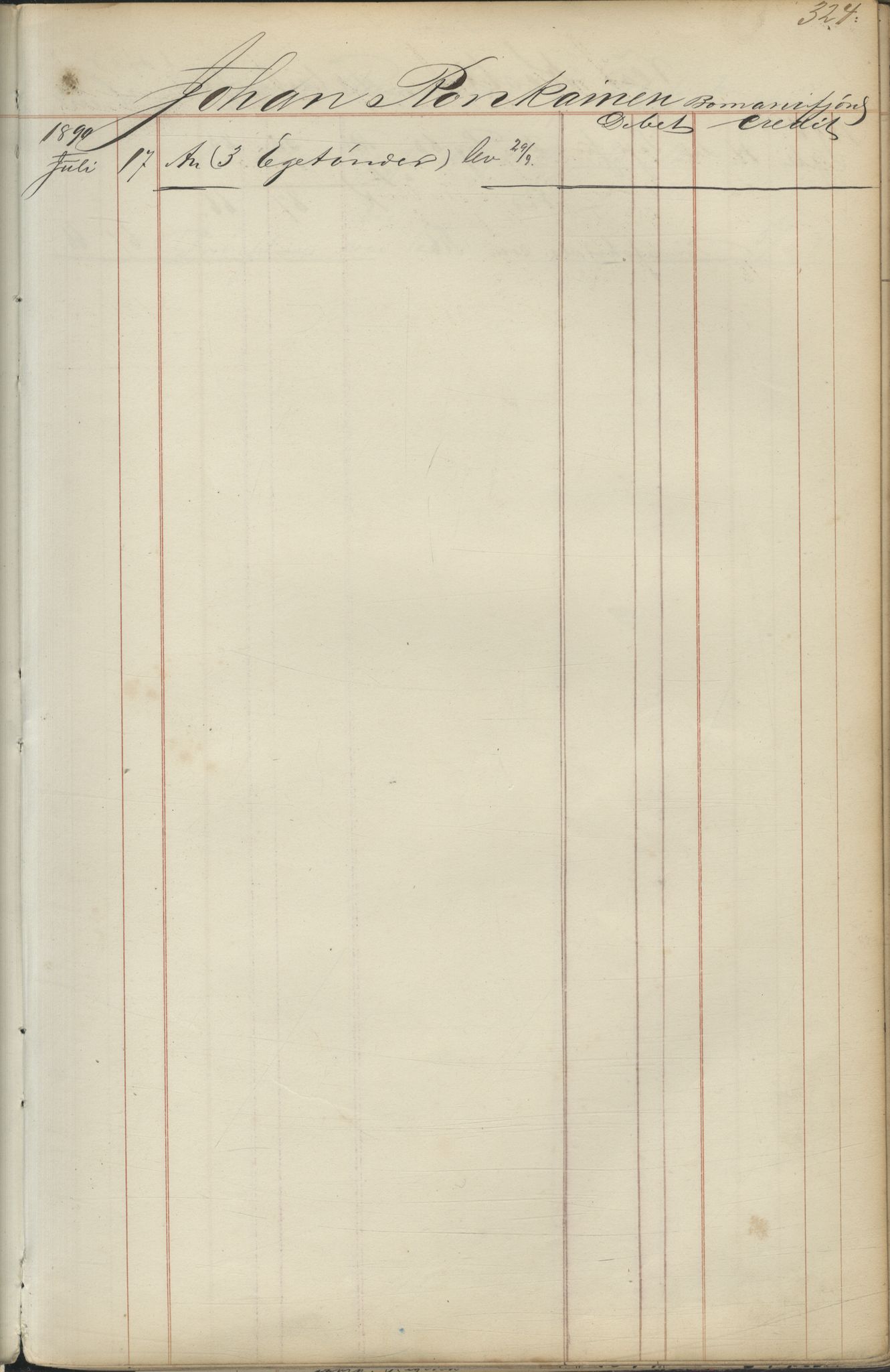 Brodtkorb handel A/S, VAMU/A-0001/F/Fc/L0001/0001: Konto for kvener og nordmenn på Kolahalvøya  / Conto for Kvæner og Nordmænd paa Russefinmarken No 1, 1868-1894, p. 324