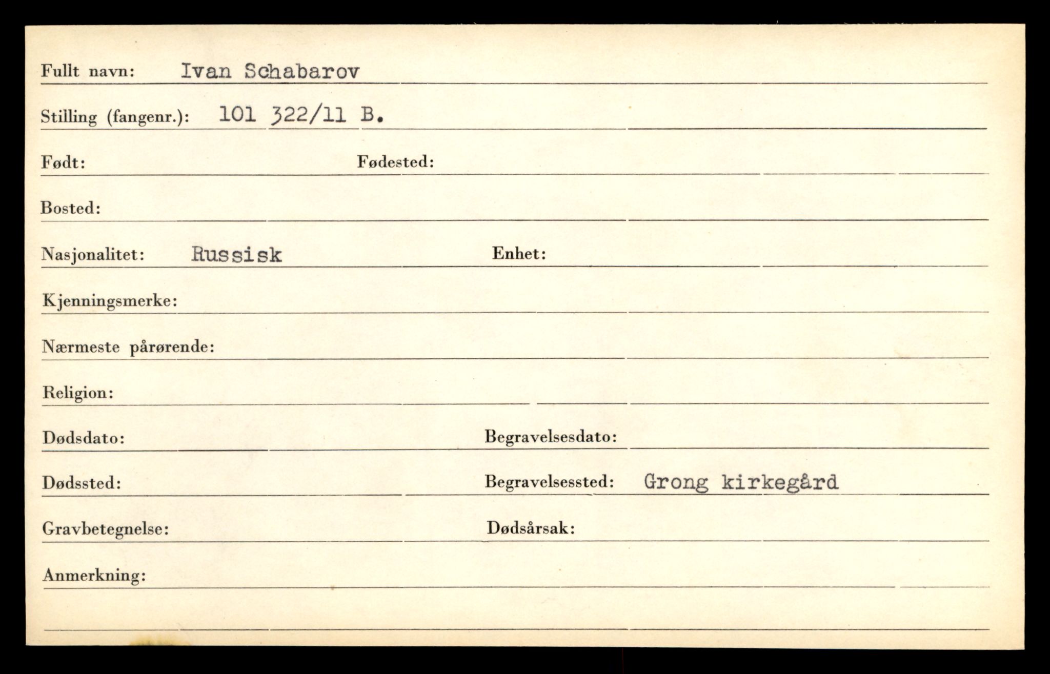 Distriktskontoret for krigsgraver, SAT/A-5030/E/L0005: Kasett/kartotek over falne Britiske og tyske solater, samt andre nasjoners krigsgraver, 1945, p. 531
