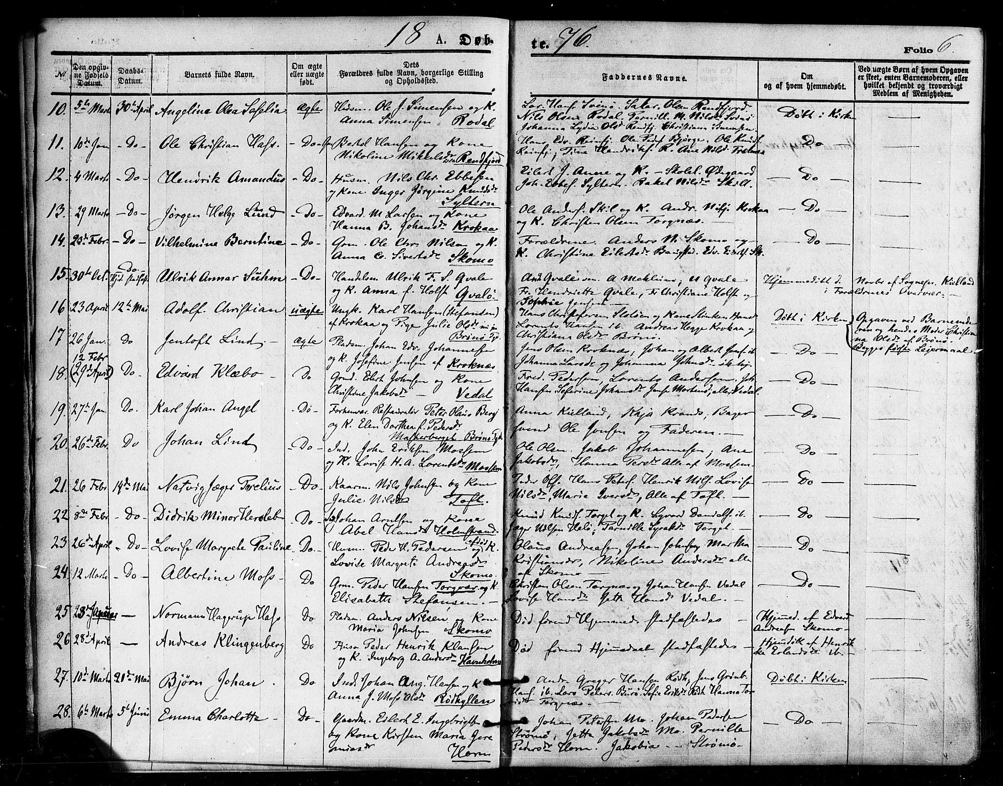 Ministerialprotokoller, klokkerbøker og fødselsregistre - Nordland, SAT/A-1459/813/L0199: Parish register (official) no. 813A09, 1875-1885, p. 6