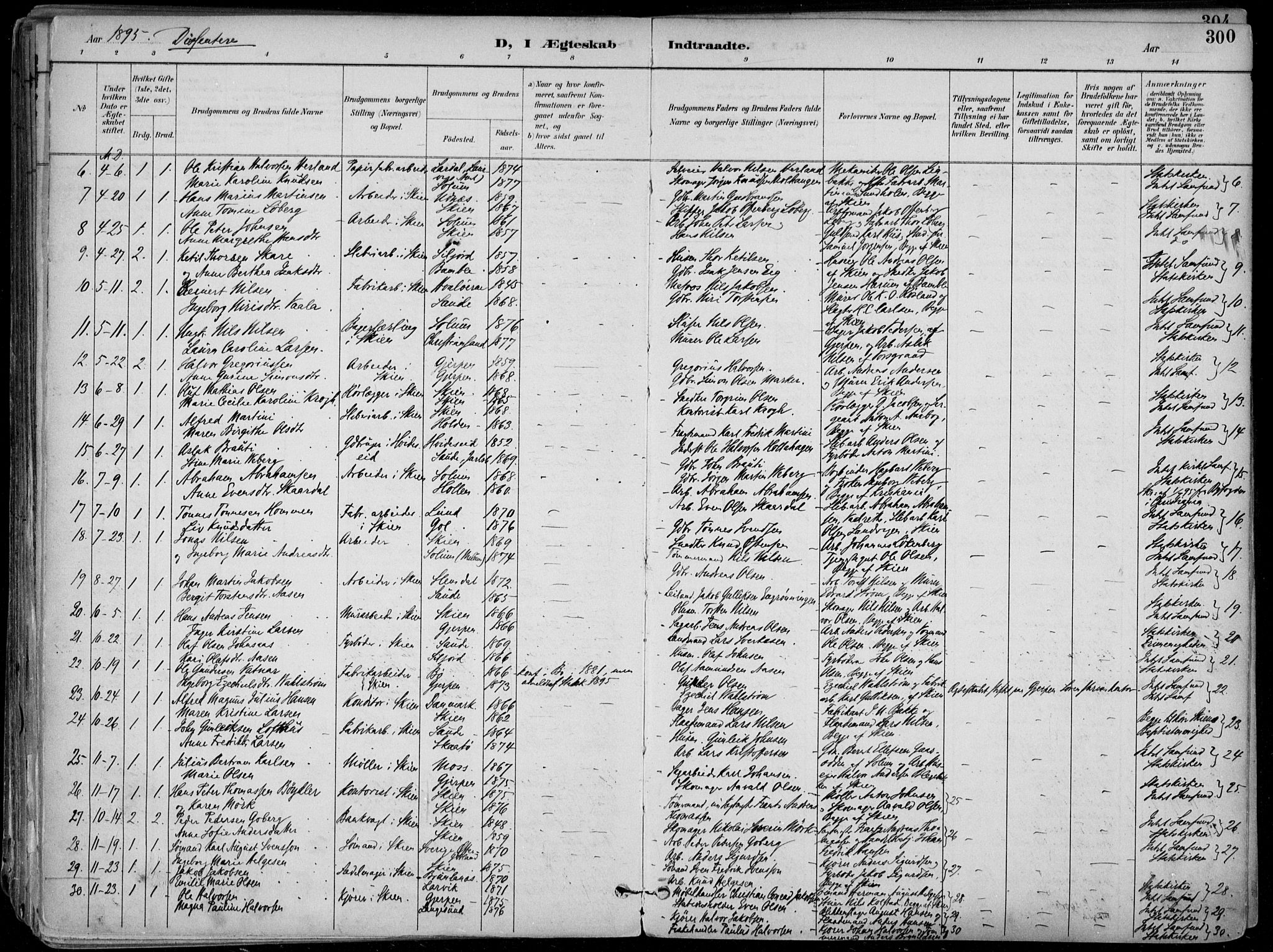 Skien kirkebøker, SAKO/A-302/F/Fa/L0010: Parish register (official) no. 10, 1891-1899, p. 300