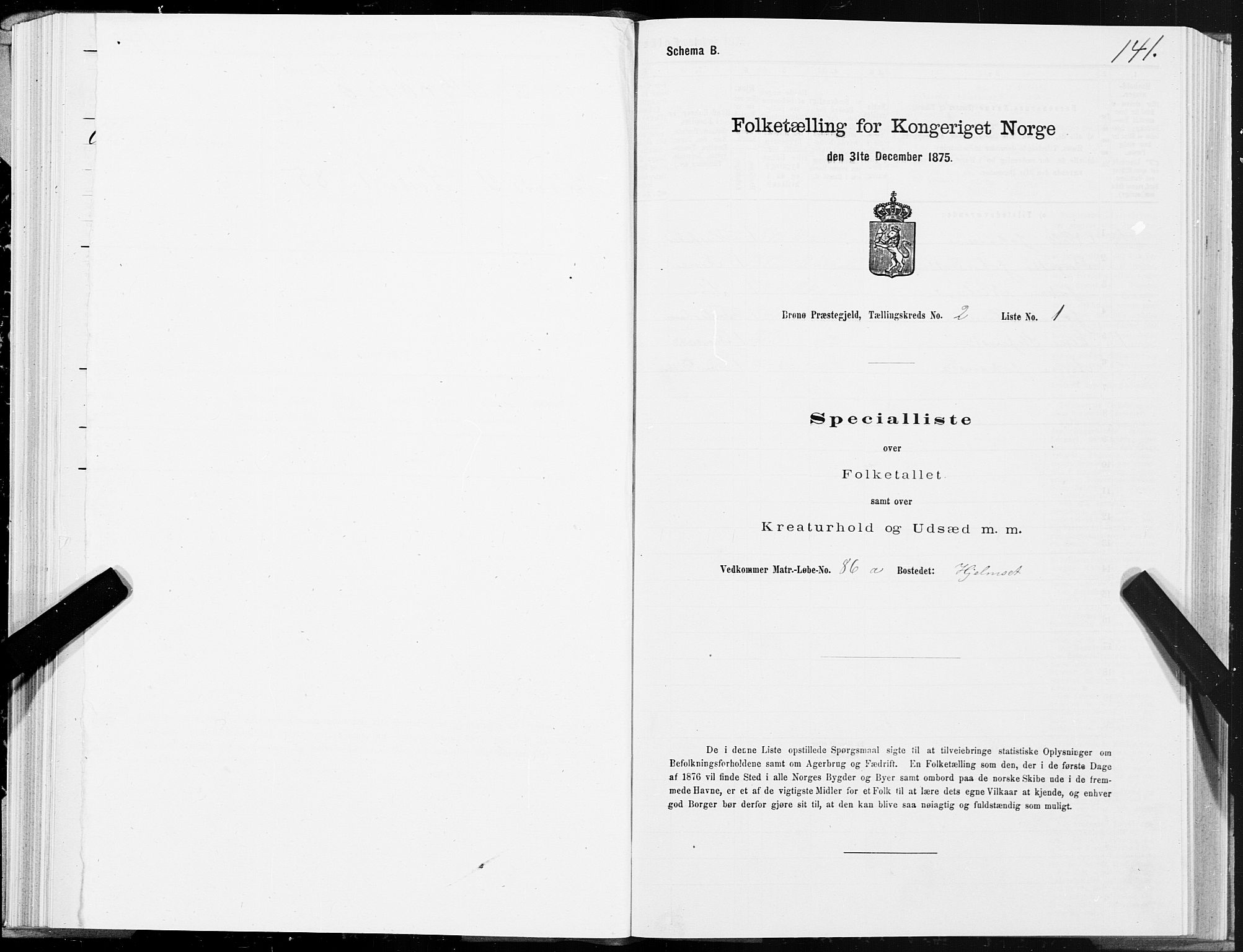 SAT, 1875 census for 1814P Brønnøy, 1875, p. 1141